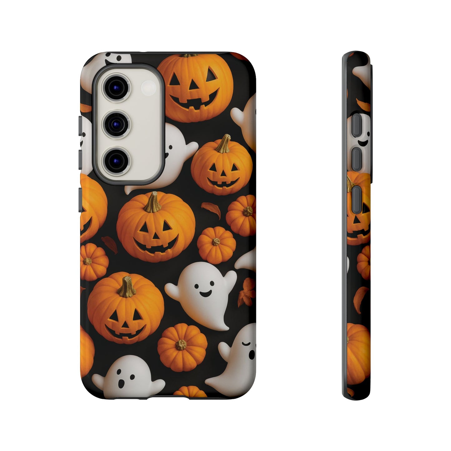 Halloween Phone Case, Spooky Ghosts and Pumpkins Design