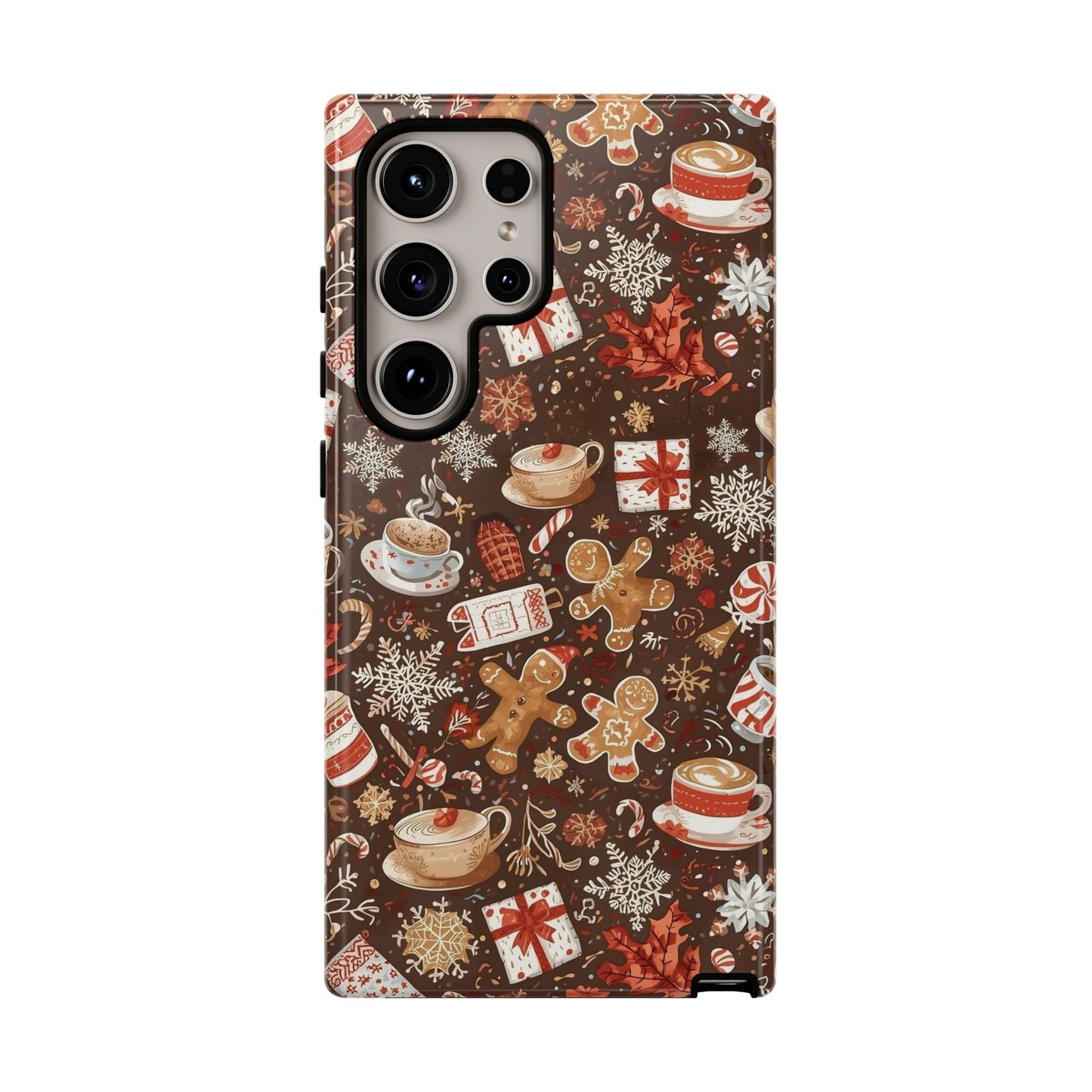 Christmas Phone Case, Festive Holiday Phone Case with Gingerbread and Cocoa Design for Iphone 17, 16, 15, 14, 13, 12, 11 & Samsung