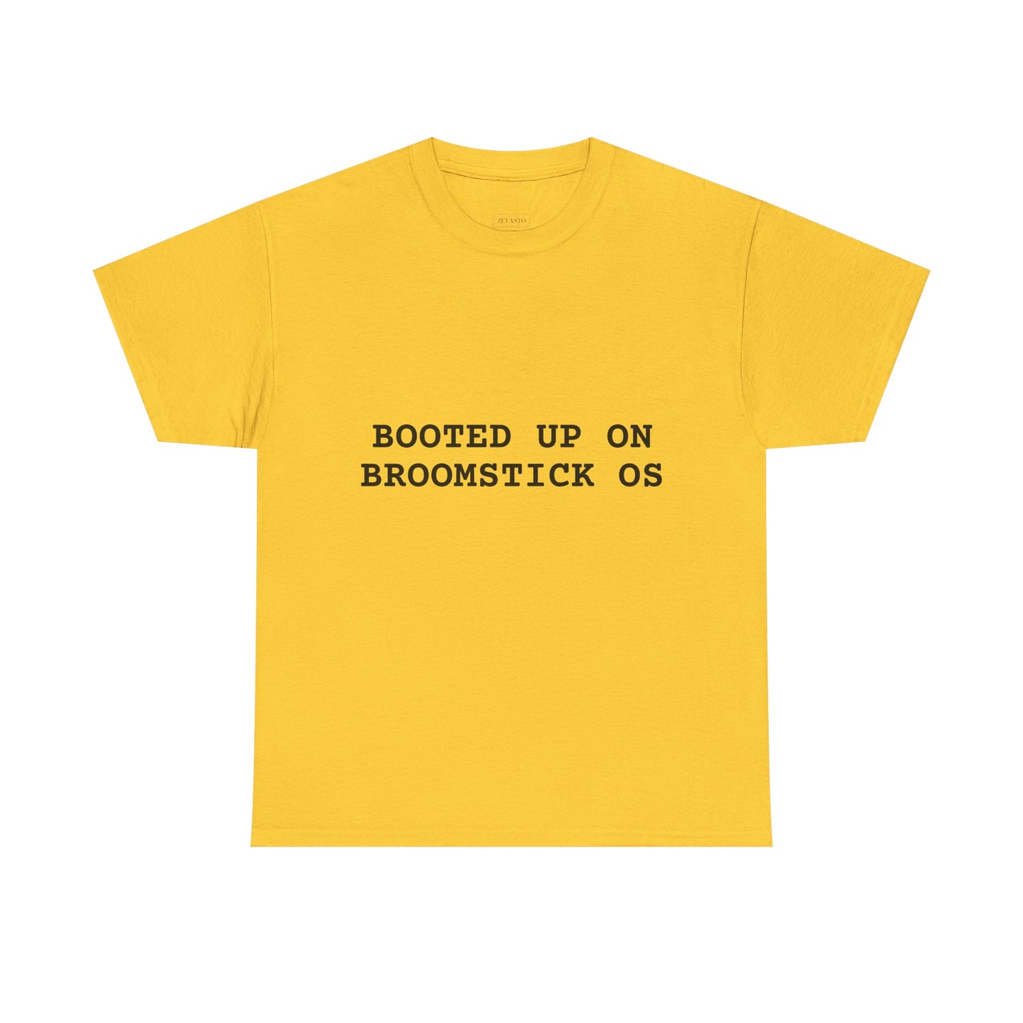 Broomstick OS Tee, Funny Graphic Tee for Tech Lovers, Unisex Cotton T-Shirt