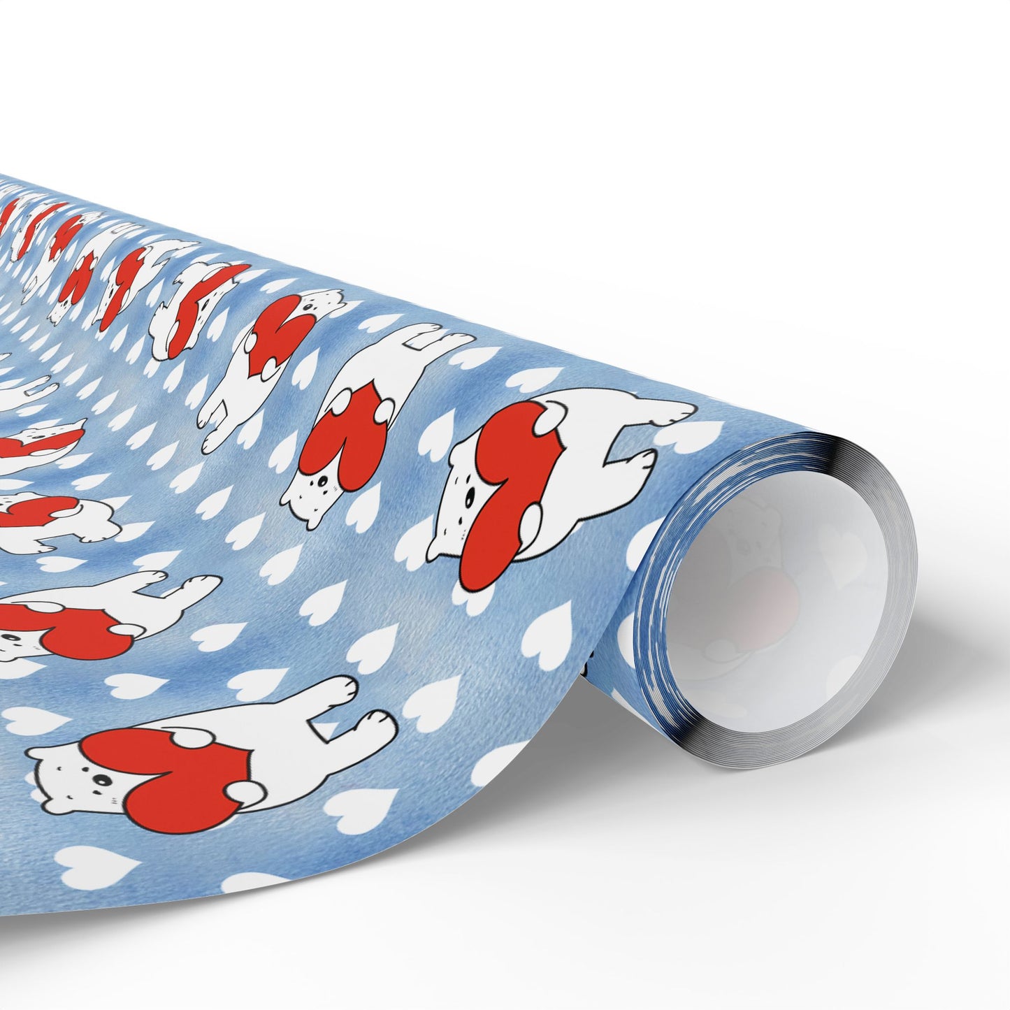 Valentine's Day Wrapping Paper — Cute Polar Bear Holding Heart Pattern (Valentine’s/Gift Wrap)
