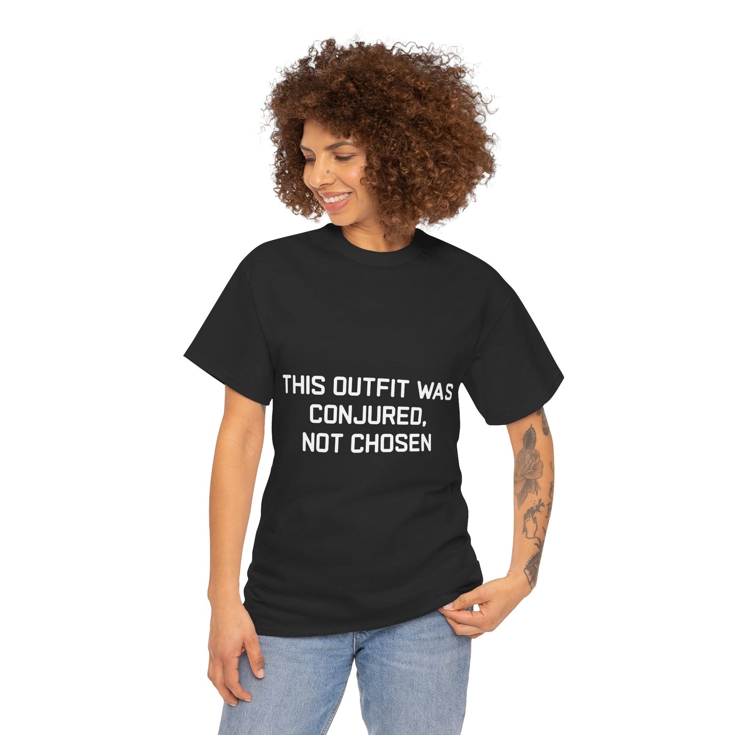 Unisex Heavy Cotton Tee - 'This Outfit Was Conjured, Not Chosen' - Funny Halloween T-shirt