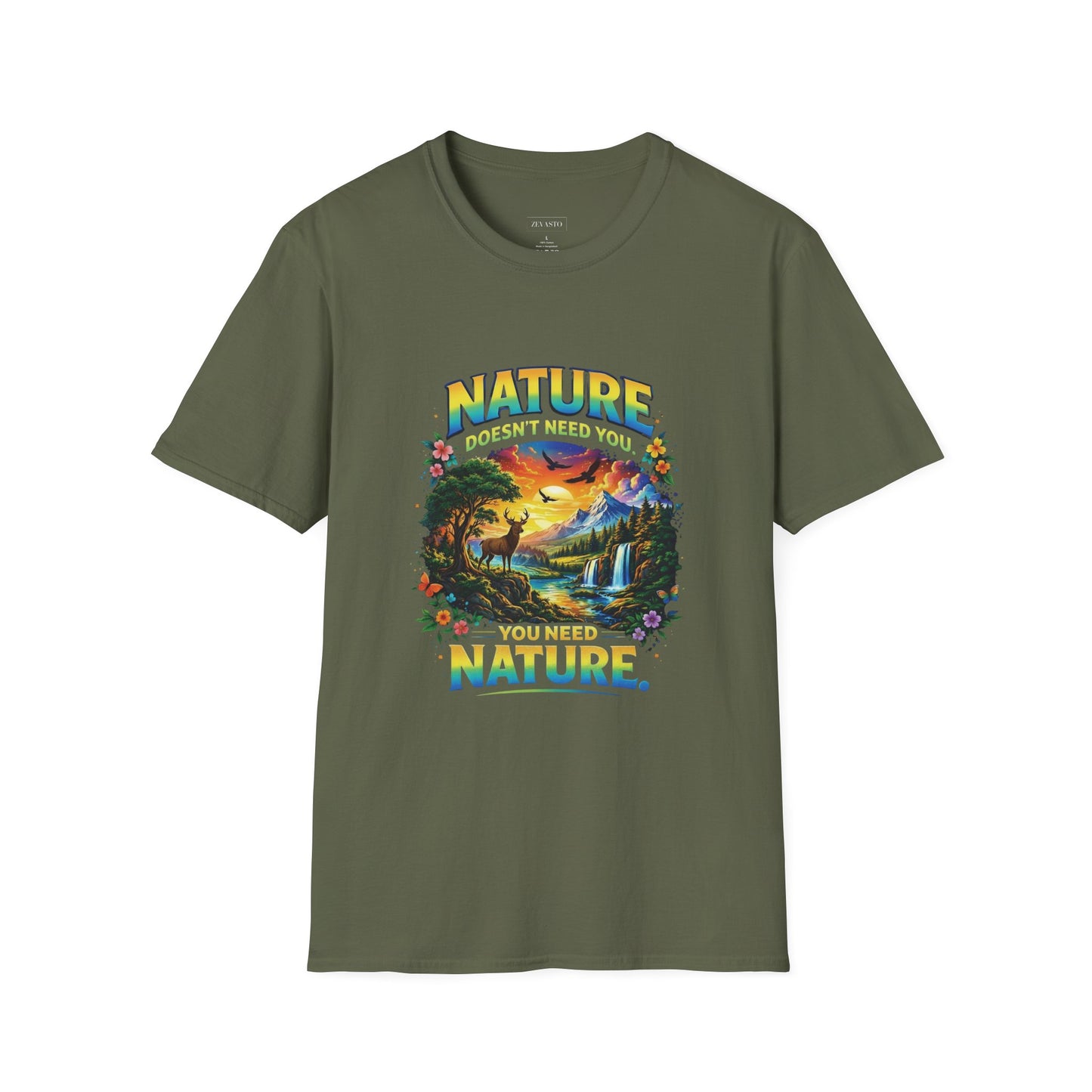 You Need Nature T-Shirt – Nature Doesn’t Need You Graphic Tee | Earth Day Shirt | Outdoor Lover Gift | Unisex Nature Aesthetic Tee