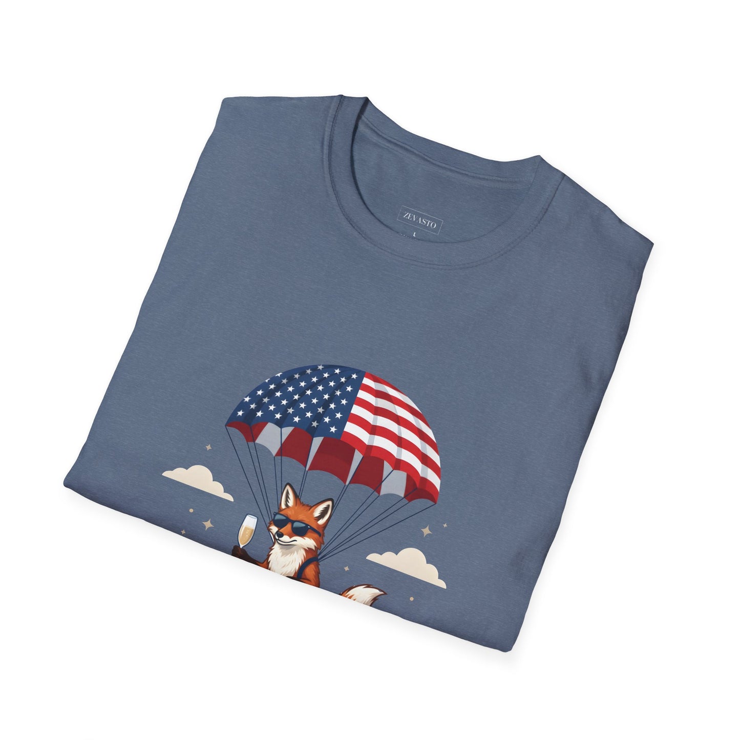 Patriotic Fox Parachute T-Shirt — "Celebrating 250 Years" Anniversary Tee