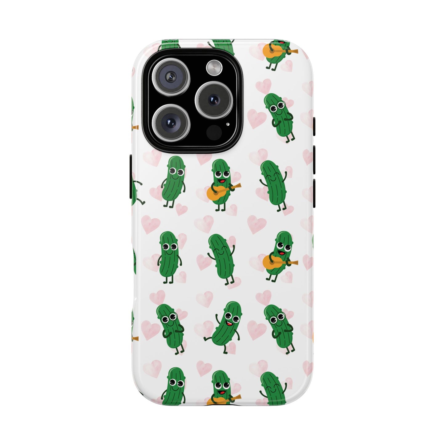 Pickle Pattern Phone Case — Cute Dancing Pickles with Hearts