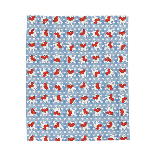 Lovely Bear Hearts Plush Blanket for Valentine's Day, Baby Shower, Birthday Gift