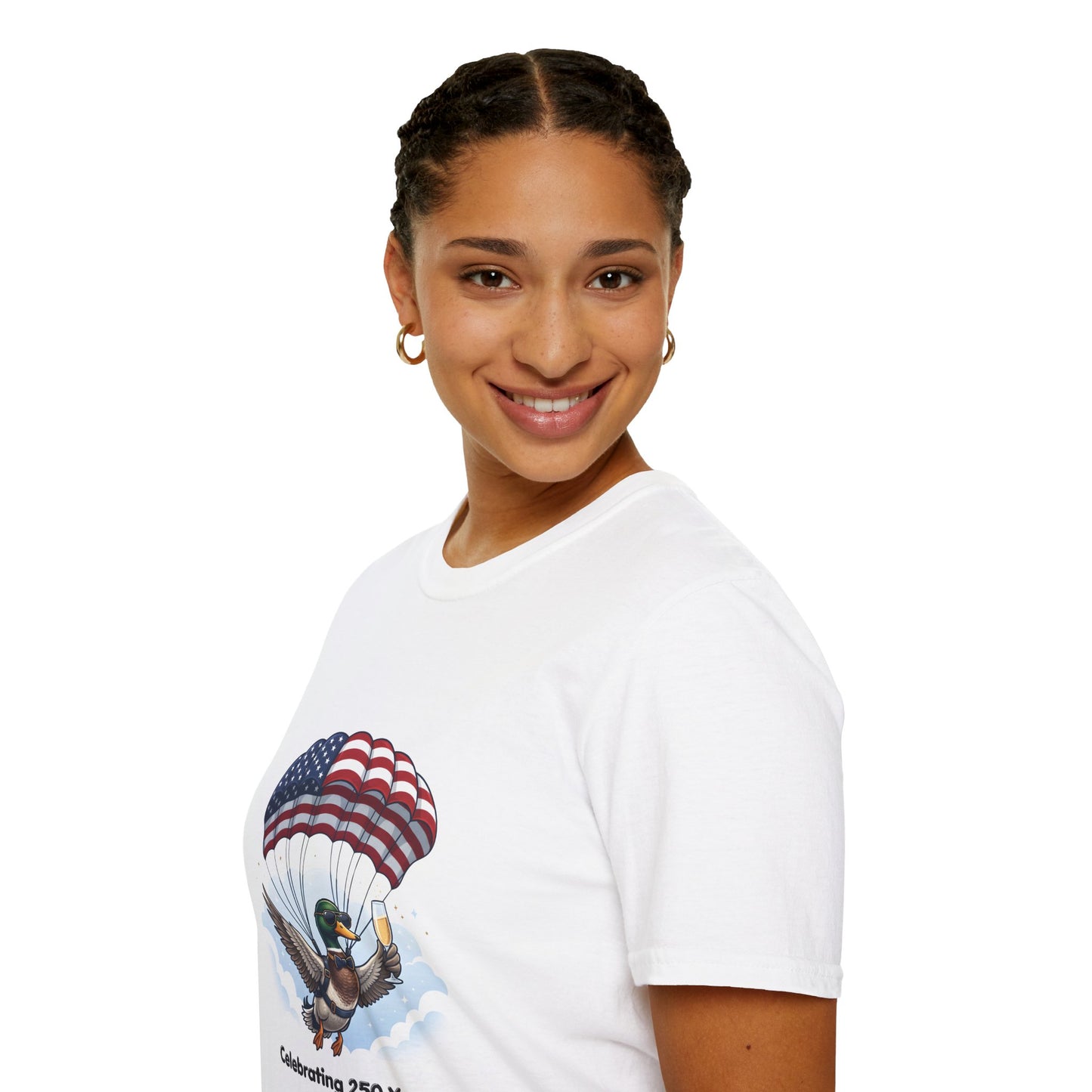 Duck Parachute T-Shirt – Celebrating 250 Years Patriotic Graphic Tee