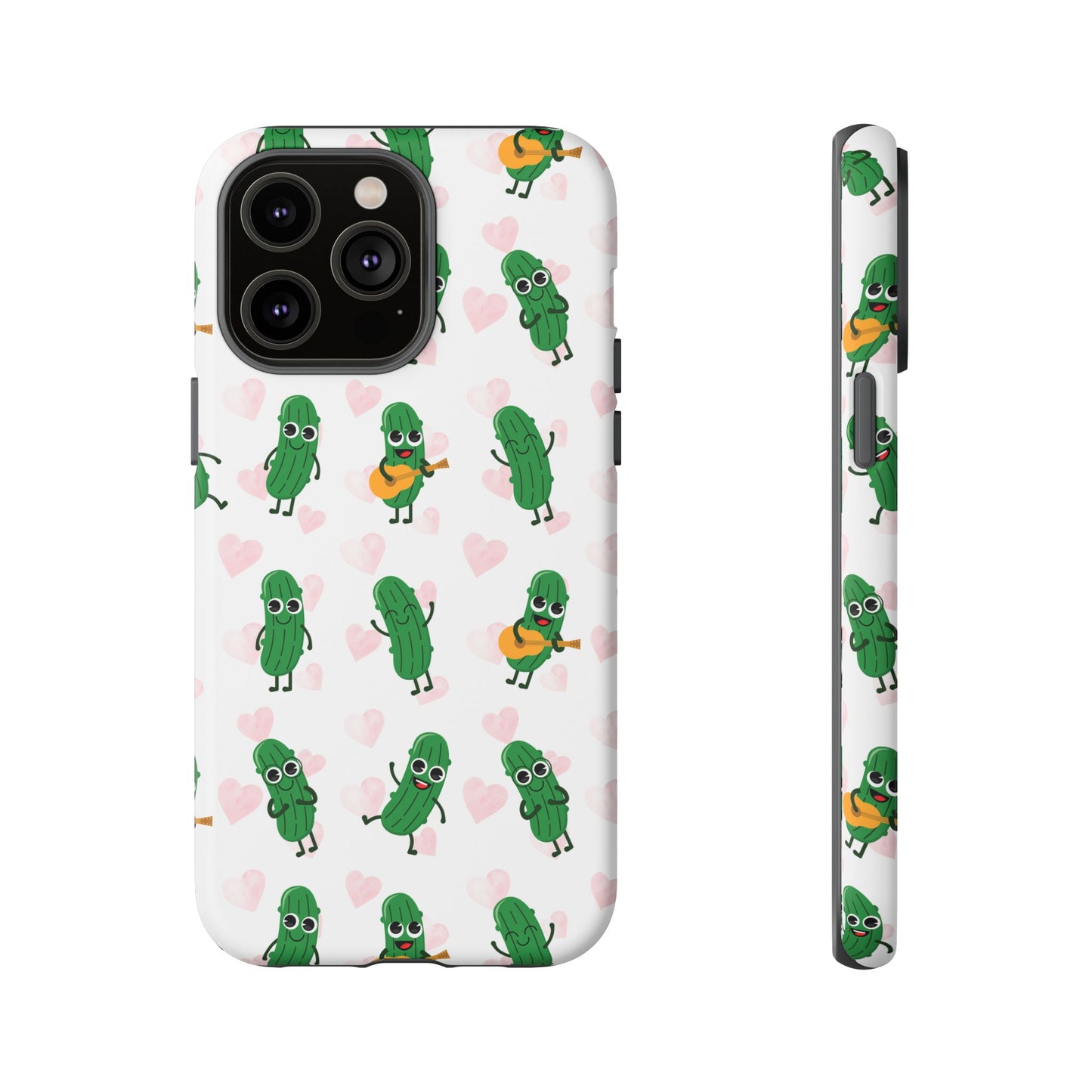 Pickle Pattern Phone Case — Cute Dancing Pickles with Hearts