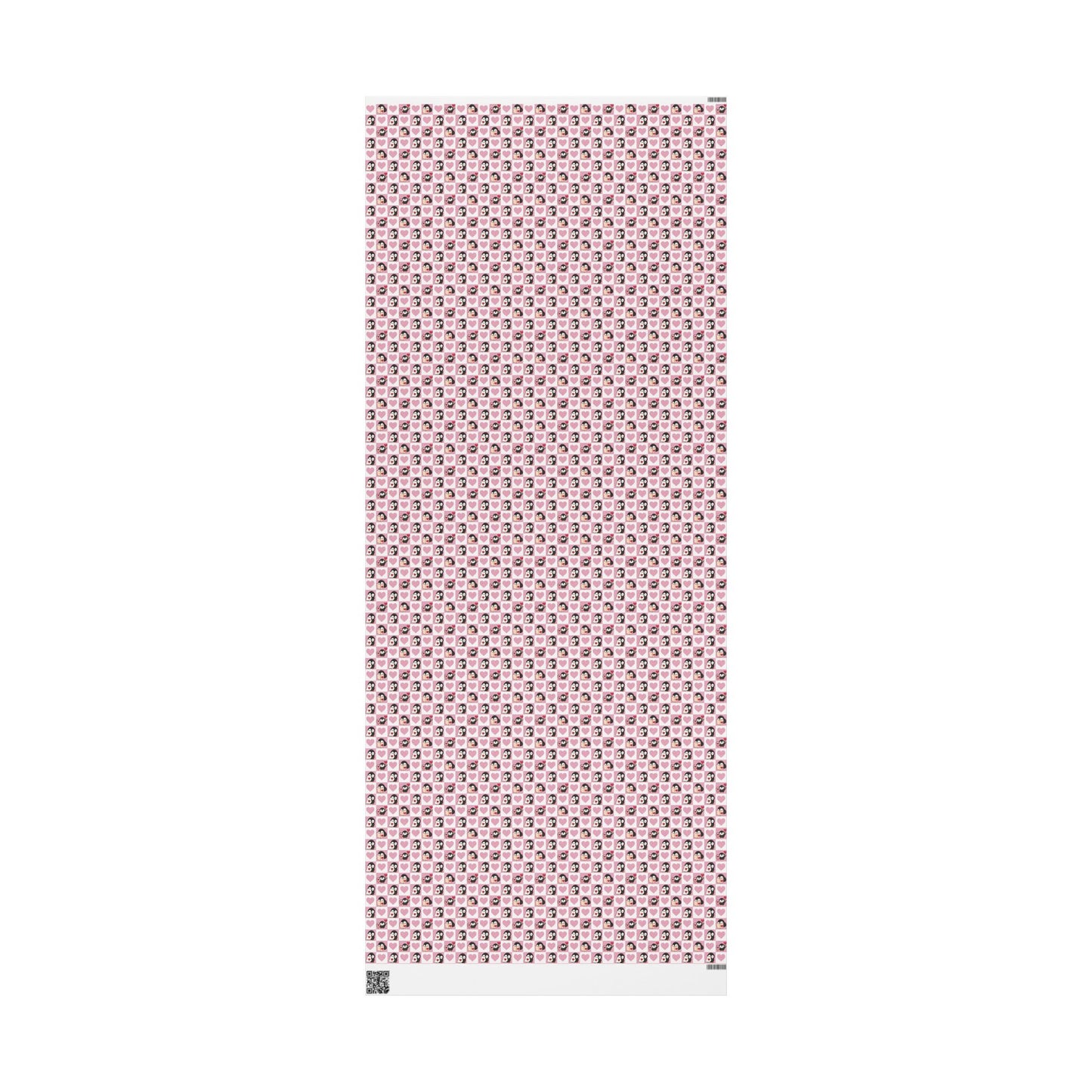Penguin Hearts Wrapping Paper Roll — Pink Valentine Gift Wrap