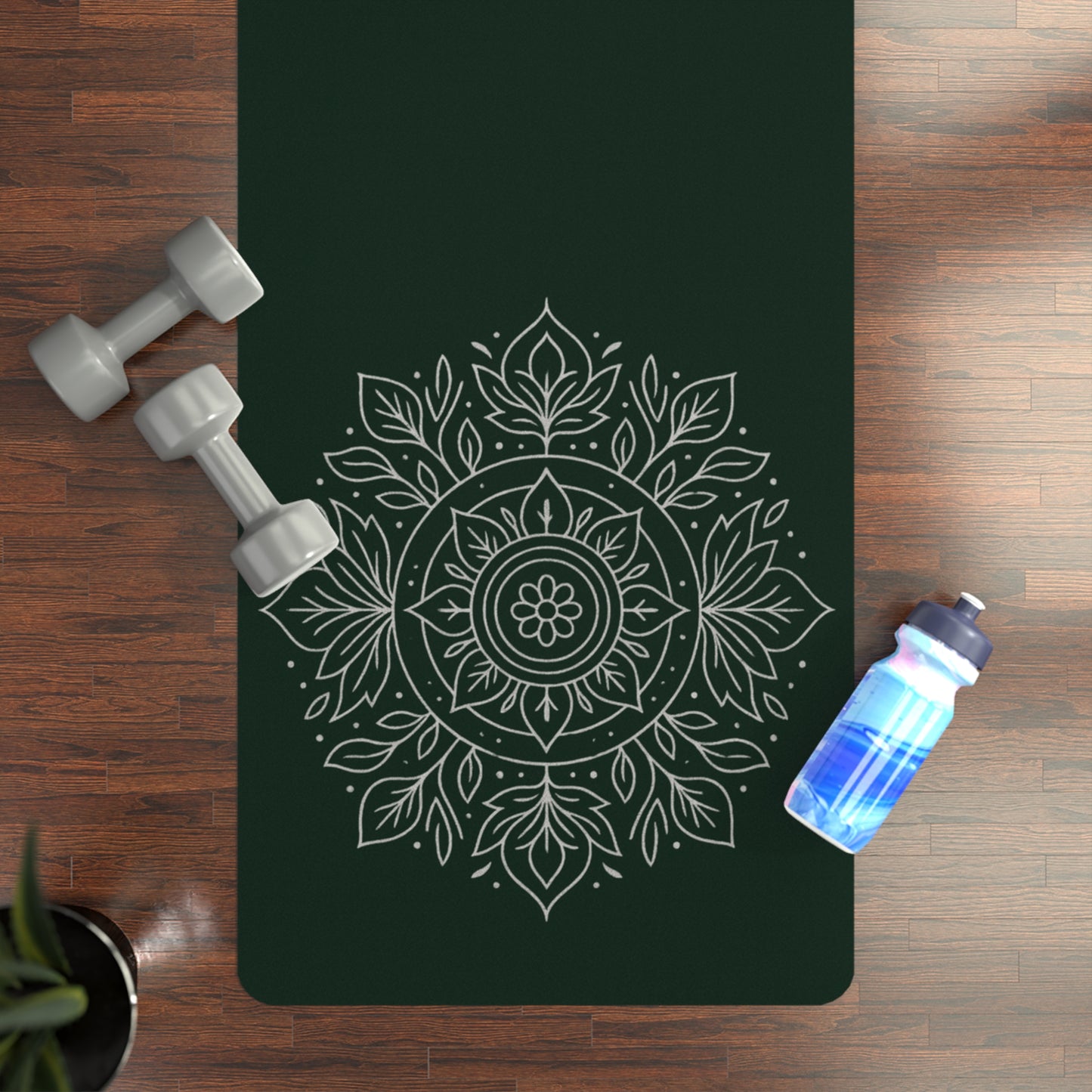 Rubber Yoga Mat with Elegant Mandala Design, Non-Slip Yoga Mat, Eco-Friendly Fitness Mat