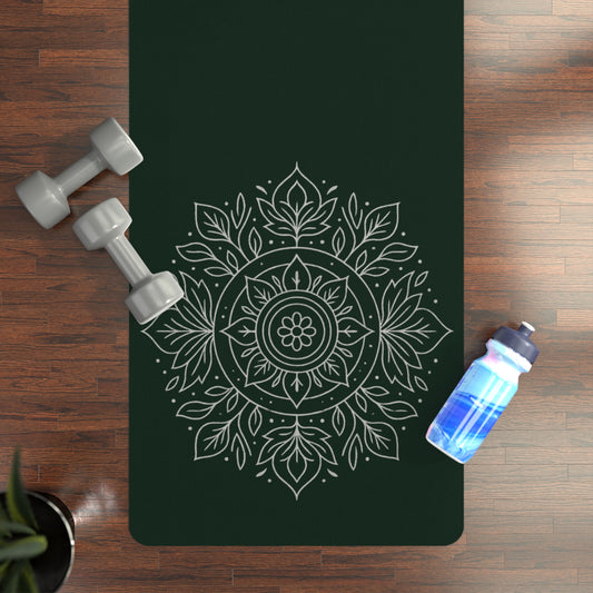 Rubber Yoga Mat with Elegant Mandala Design, Non-Slip Yoga Mat, Eco-Friendly Fitness Mat