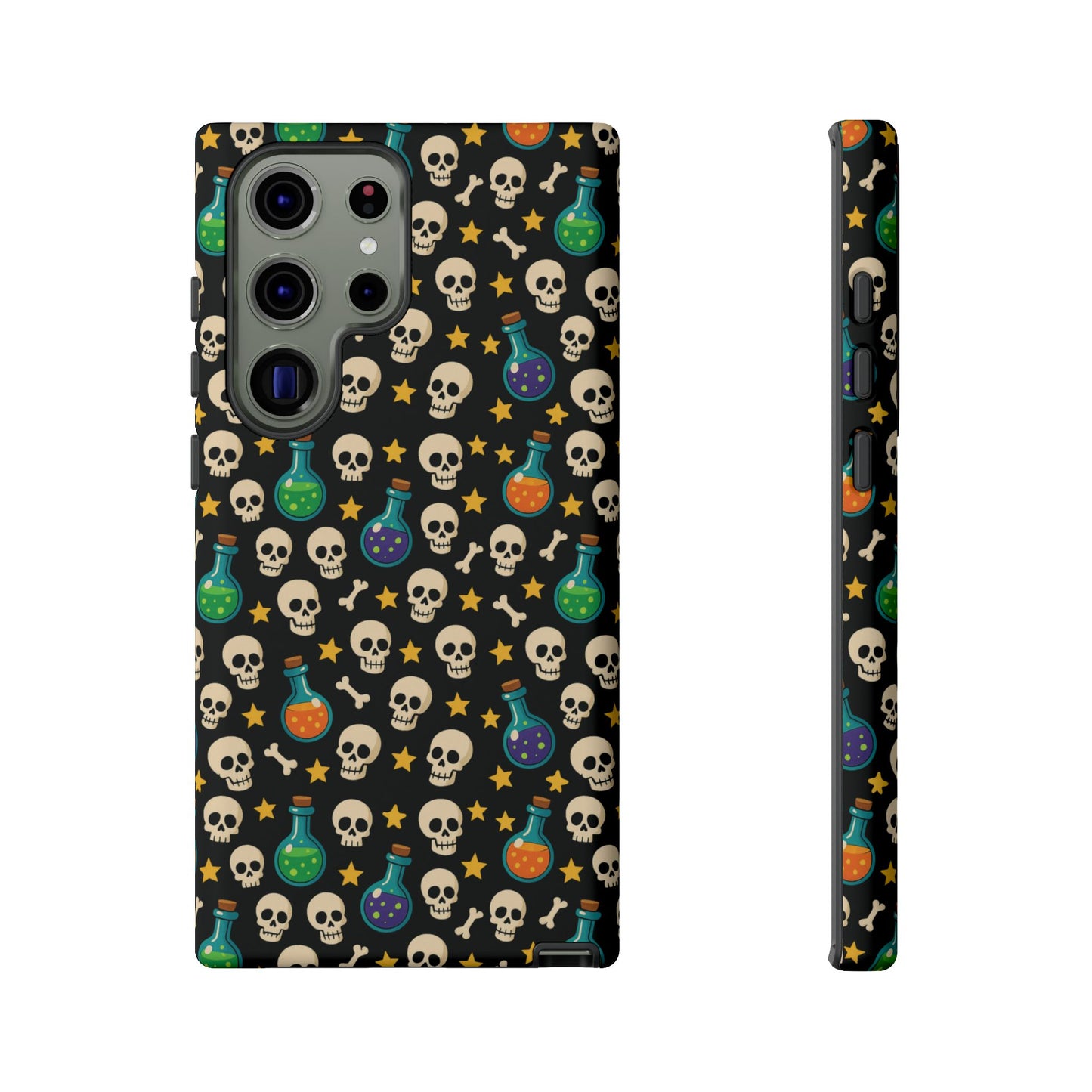 Skull & Potion Phone Case, Trendy Cell Phone Cover, Halloween Gift, Gothic Phone Accessory, Spooky Style Case, Tough Cases