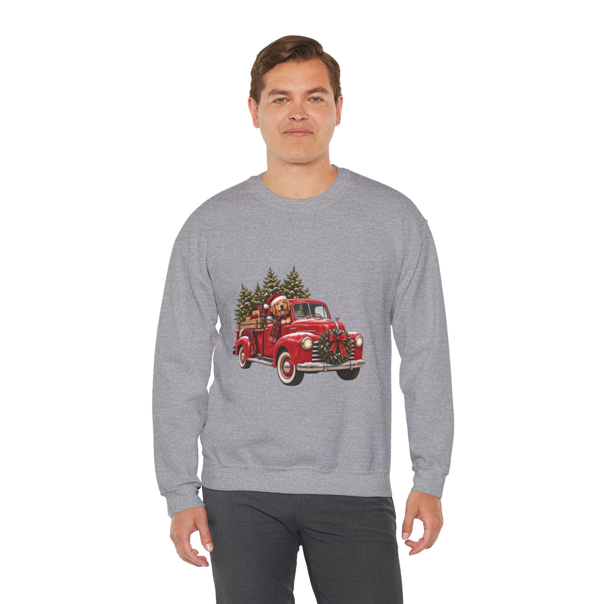 Vintage Red Truck Christmas Sweatshirt, Unisex Sweatshirt