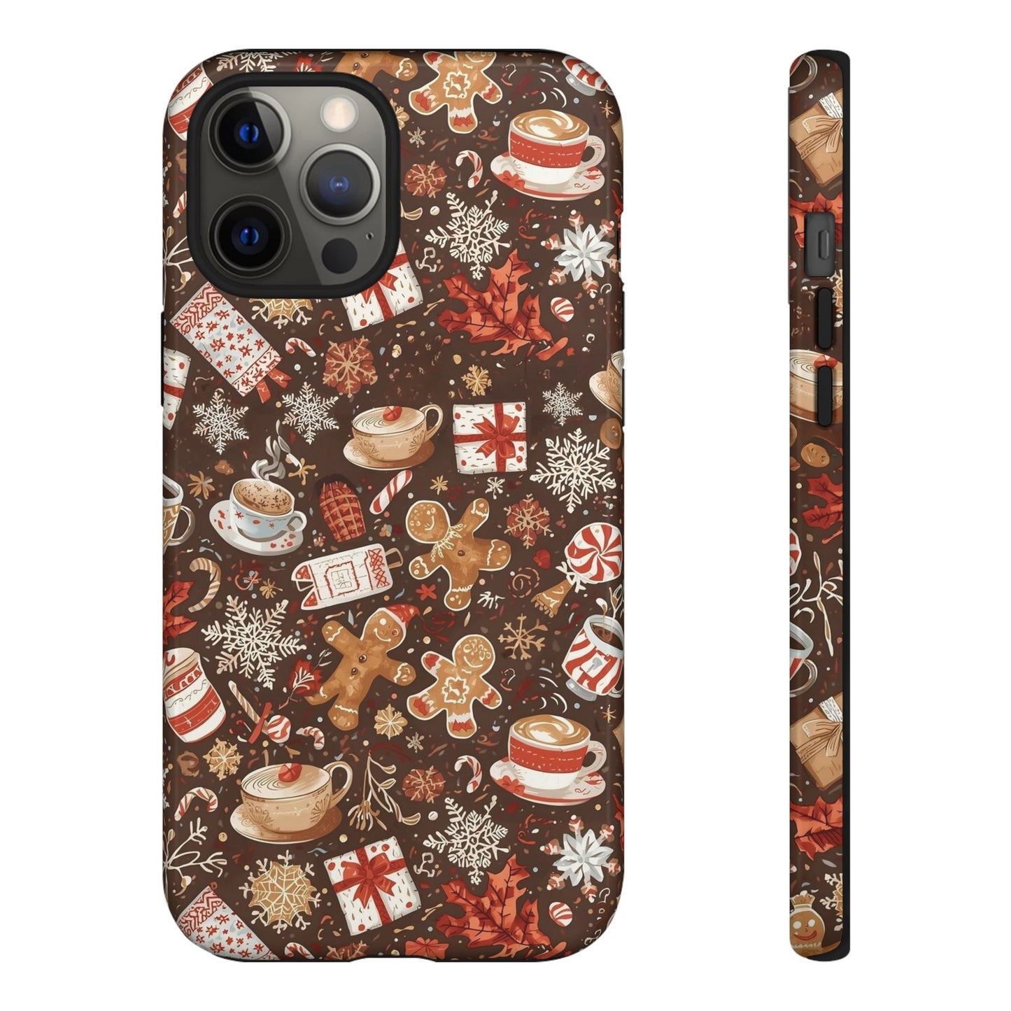 Christmas Phone Case, Festive Holiday Phone Case with Gingerbread and Cocoa Design for Iphone 17, 16, 15, 14, 13, 12, 11 & Samsung