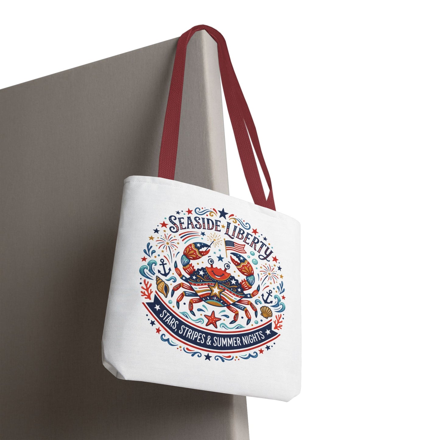 Seaside Liberty Tote Bag — 4th of July, Patriotic Bag "Stars, Stripes & Summer Nights"