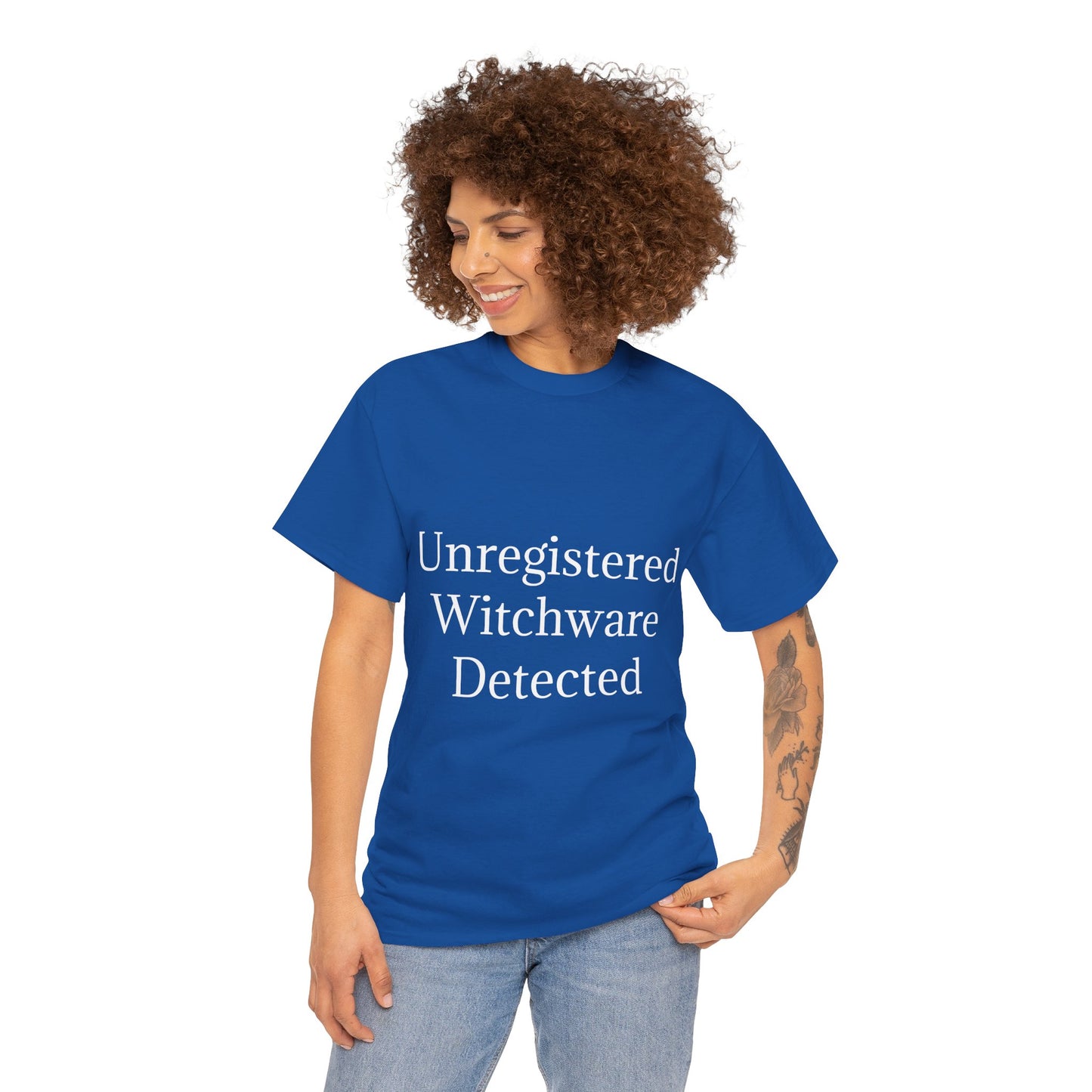 Unisex Heavy Cotton Tee - Unregistered Witchware Detected, Witchy Apparel, Halloween Tee