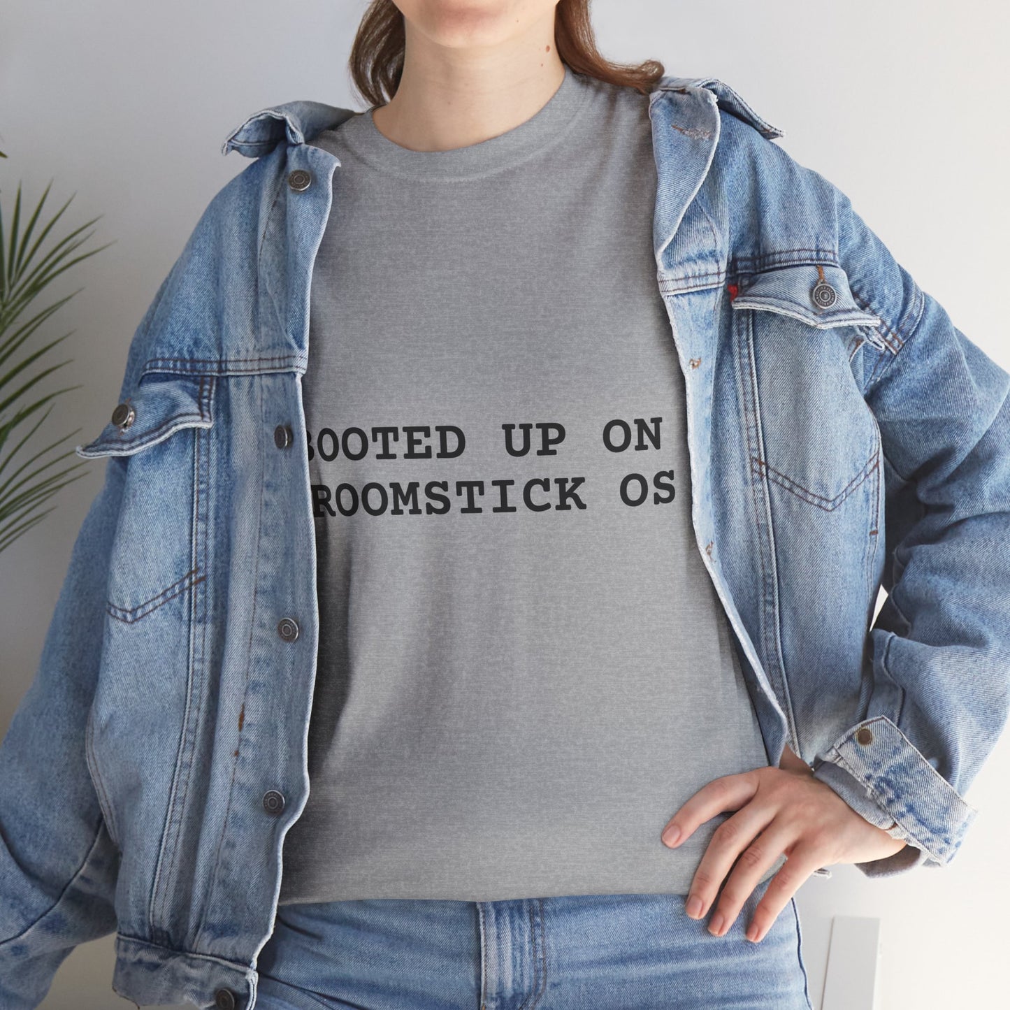 Broomstick OS Tee, Funny Graphic Tee for Tech Lovers, Unisex Cotton T-Shirt