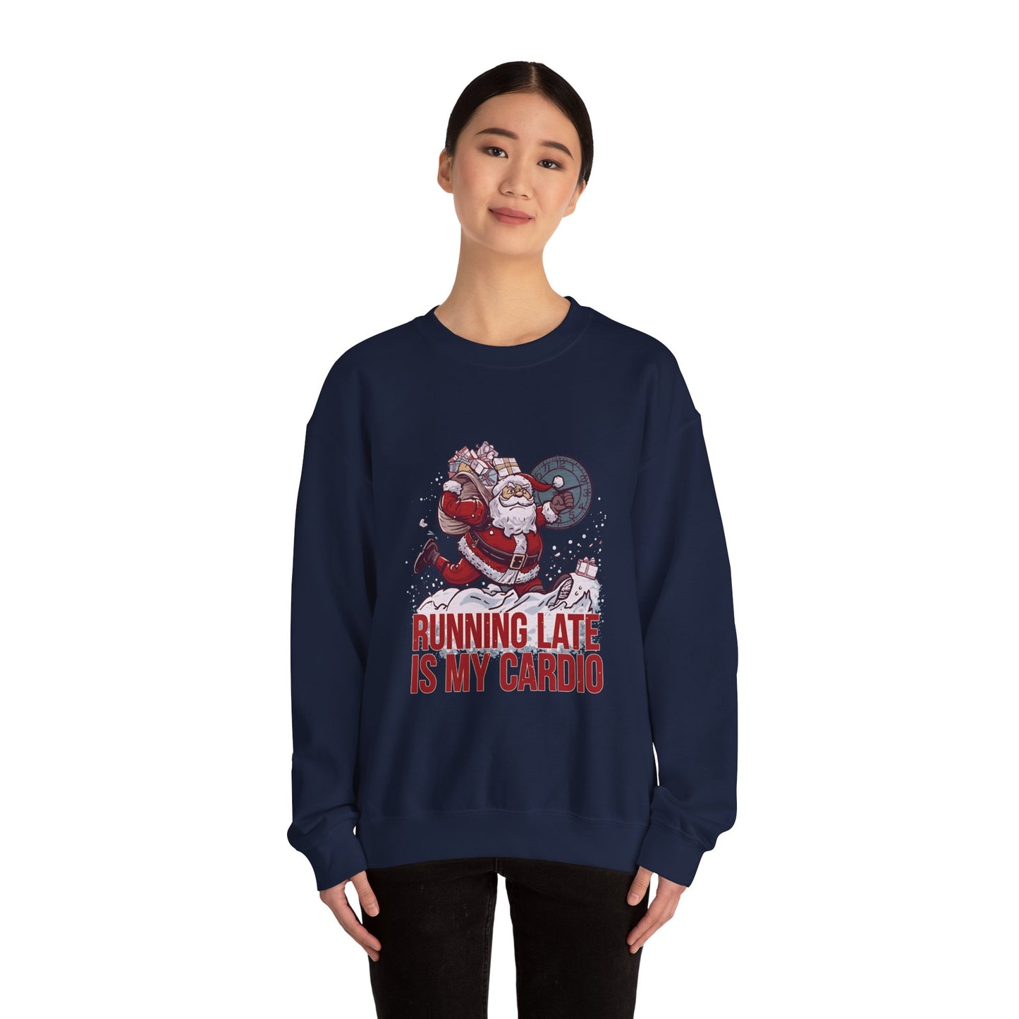 Santa Cardio Sweatshirt - Holiday Funny Gift, Christmas Apparel, Unisex Crewneck, Santa Workout