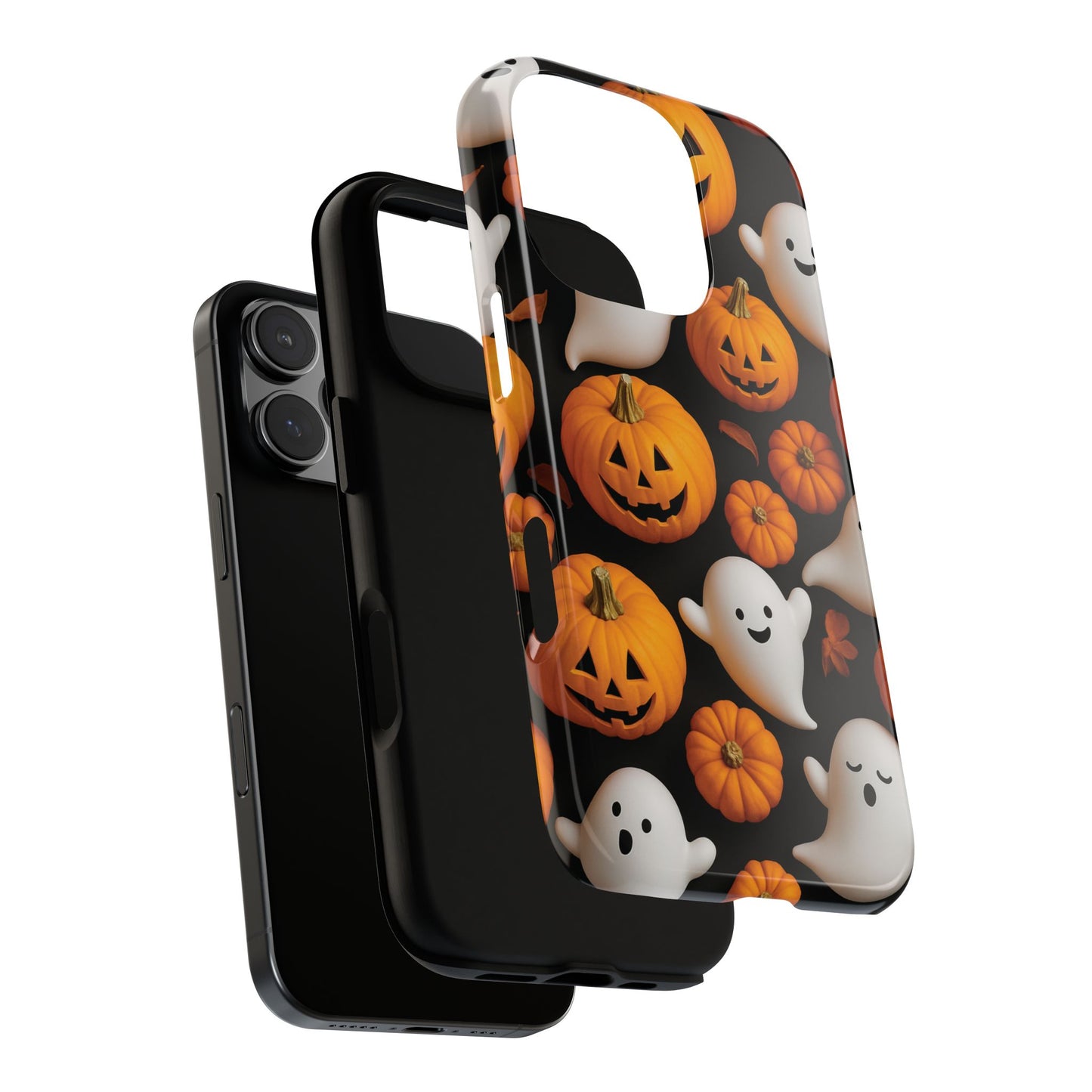 Halloween Phone Case, Spooky Ghosts and Pumpkins Design