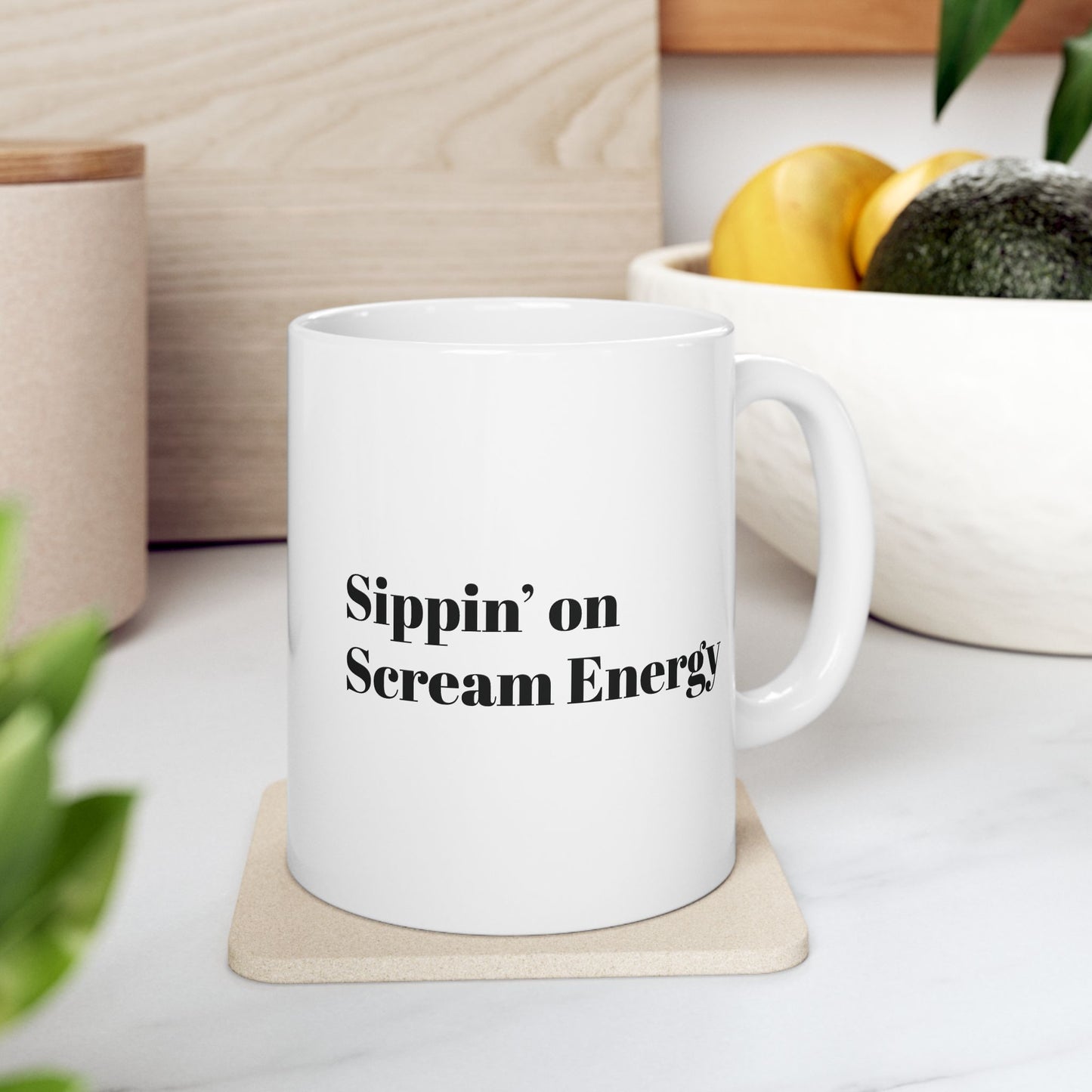Sippin on Scream Energy-Ceramic Coffee Mug, Halloween Gift