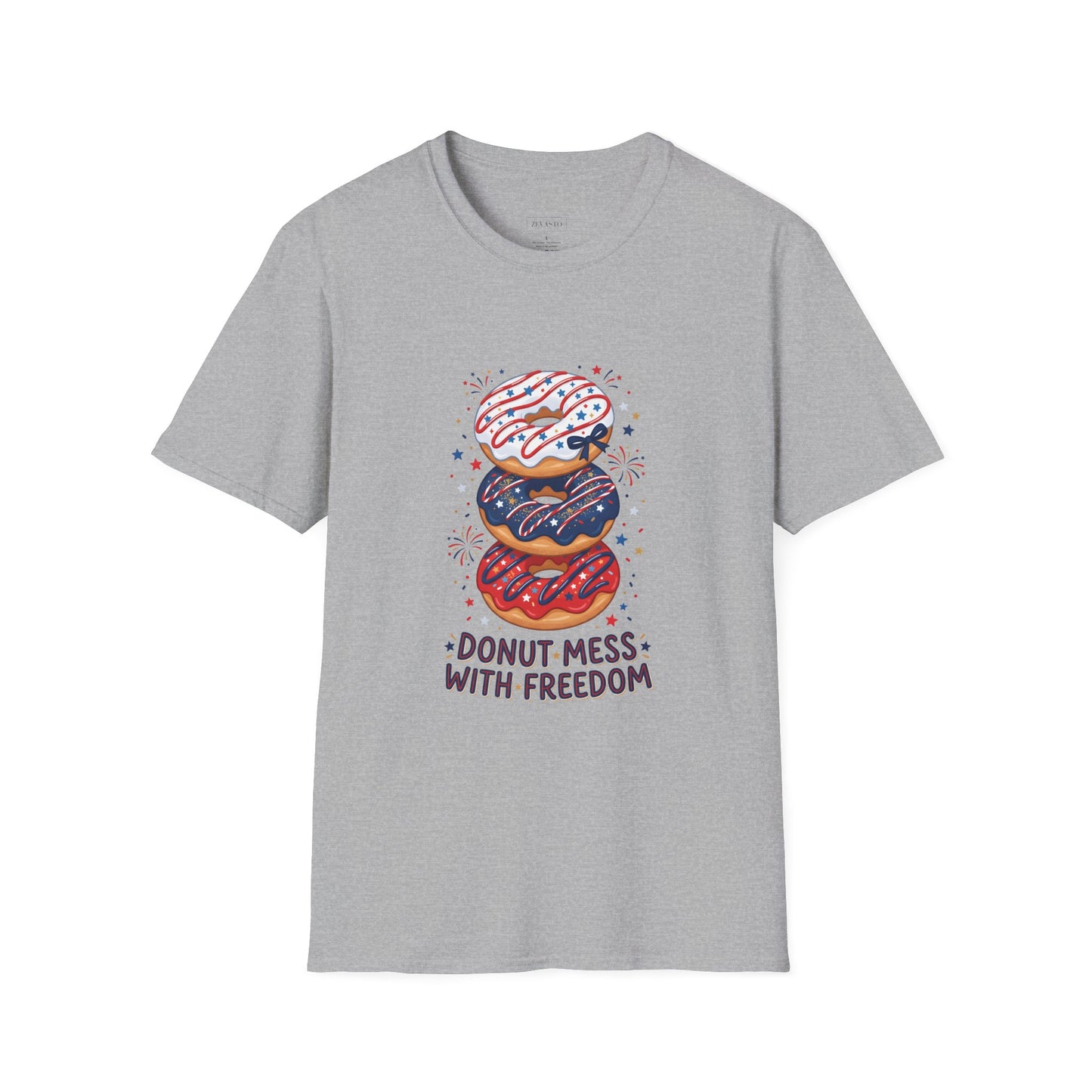 Donut Mess With Freedom T-Shirt — Patriotic Donut Stack 4th of July Tee