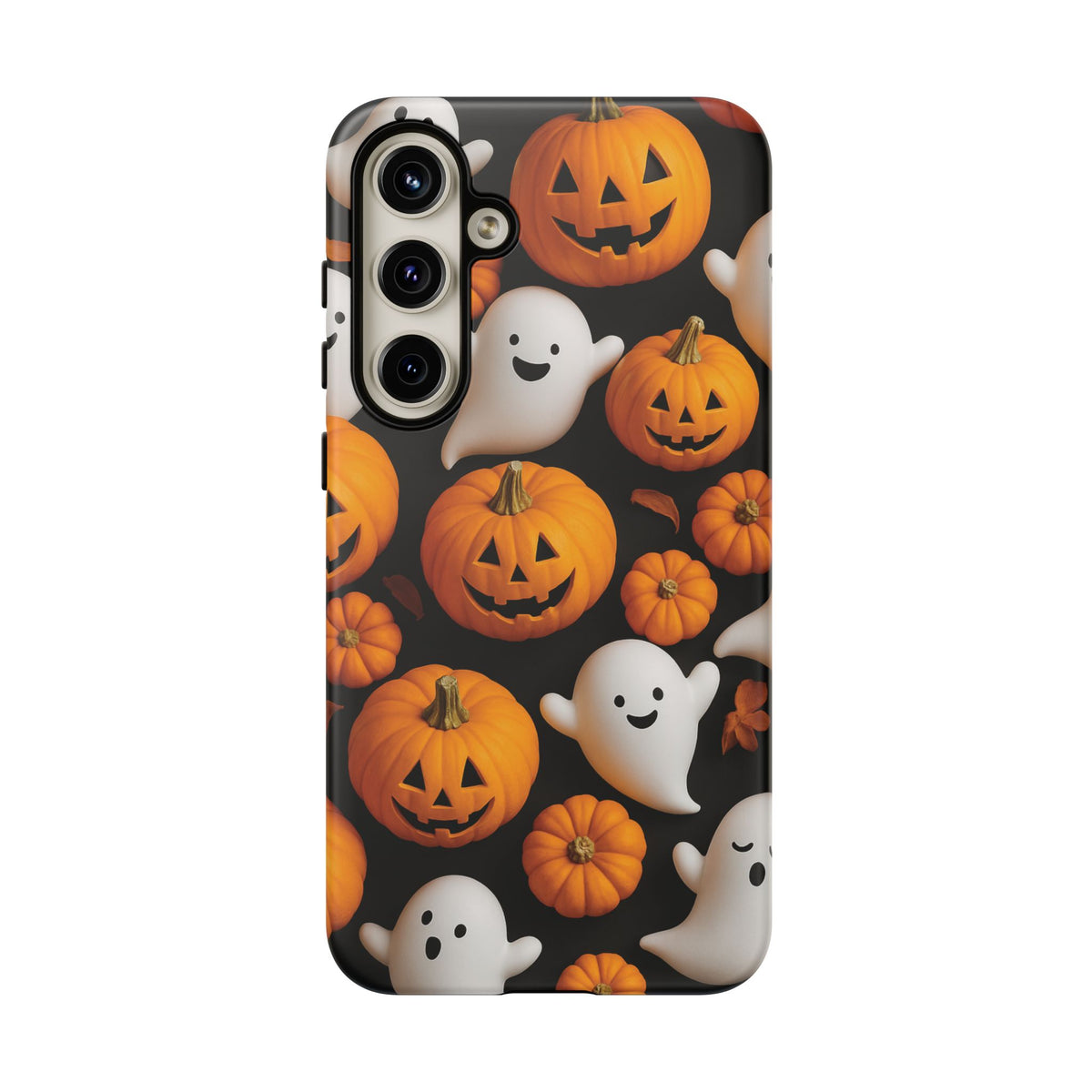 Halloween Phone Case, Spooky Ghosts and Pumpkins Design