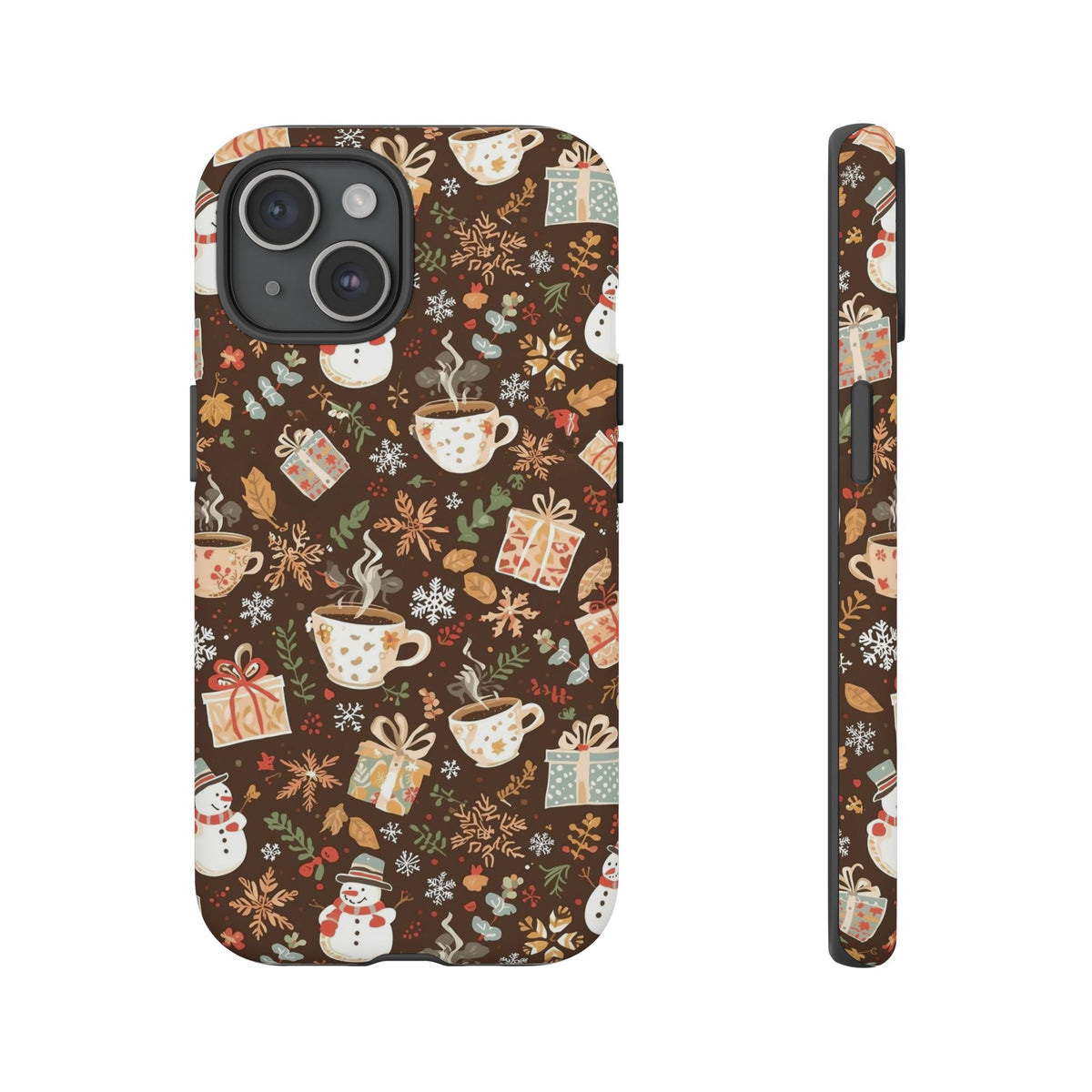 Christmas Phone Case, Winter Holiday Phone Case with Snowmen and Gifts Design for Iphone & Samsung