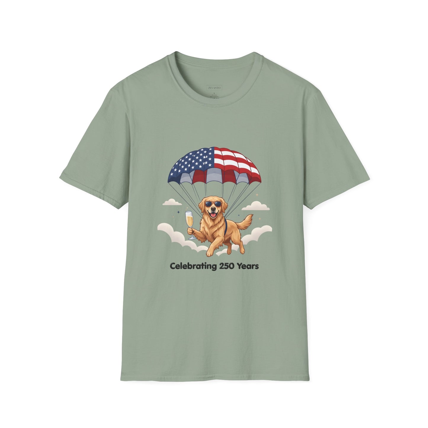 Patriotic Golden Retriever T-Shirt — "Celebrating 250 Years"
