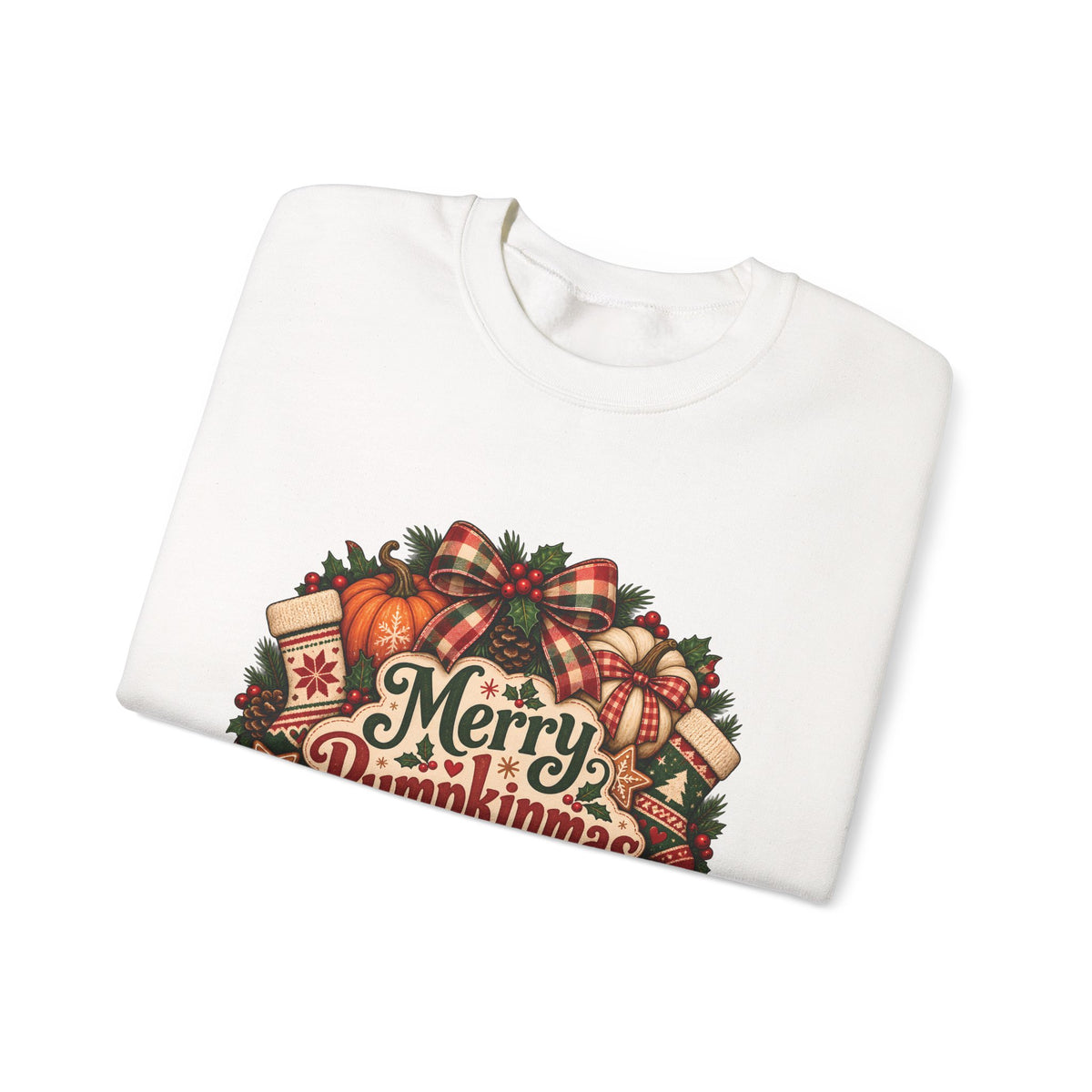 Merry Pumpkinmas Sweatshirt — Holiday Pumpkin Wreath Crewneck