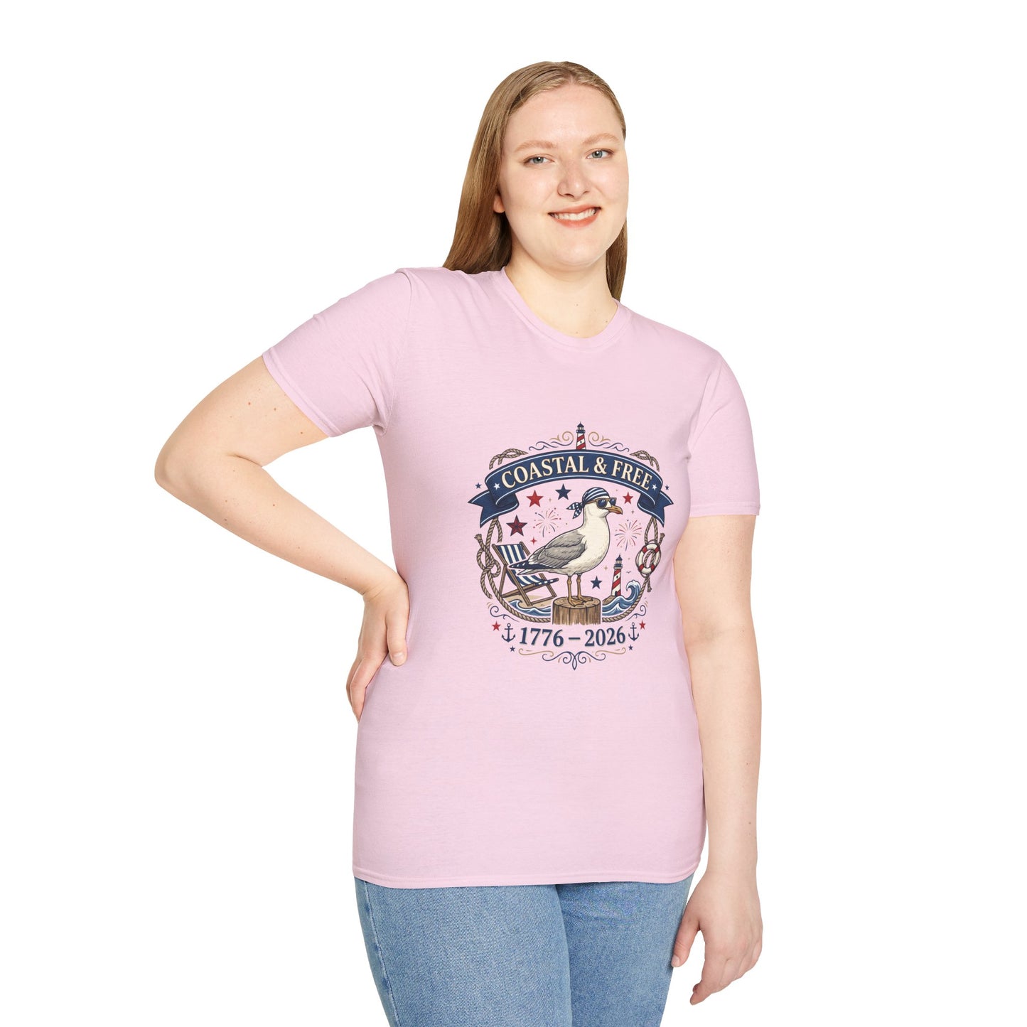 Coastal & Free Seagull T-Shirt — Patriotic 4th of July Tee
