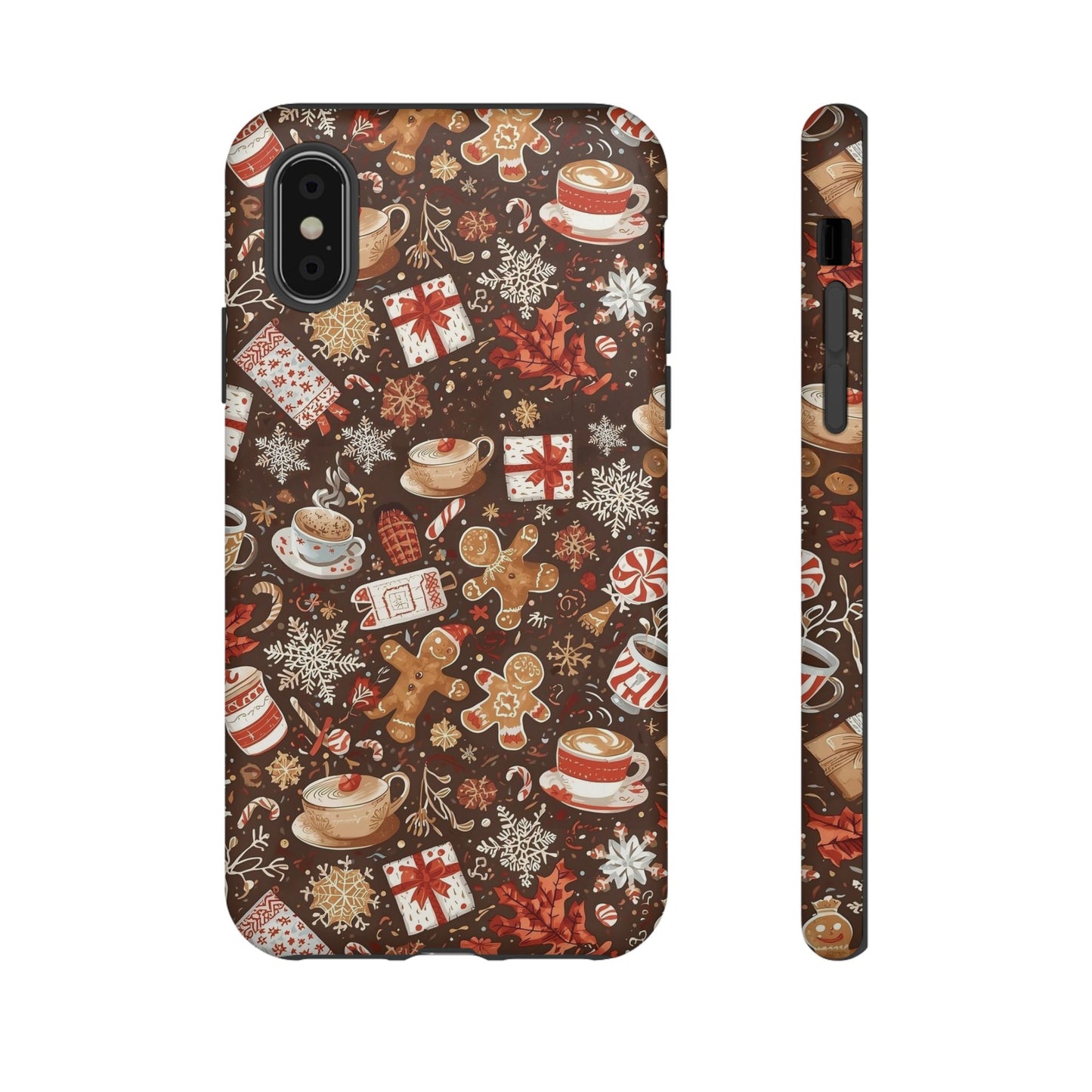 Christmas Phone Case, Festive Holiday Phone Case with Gingerbread and Cocoa Design for Iphone 17, 16, 15, 14, 13, 12, 11 & Samsung