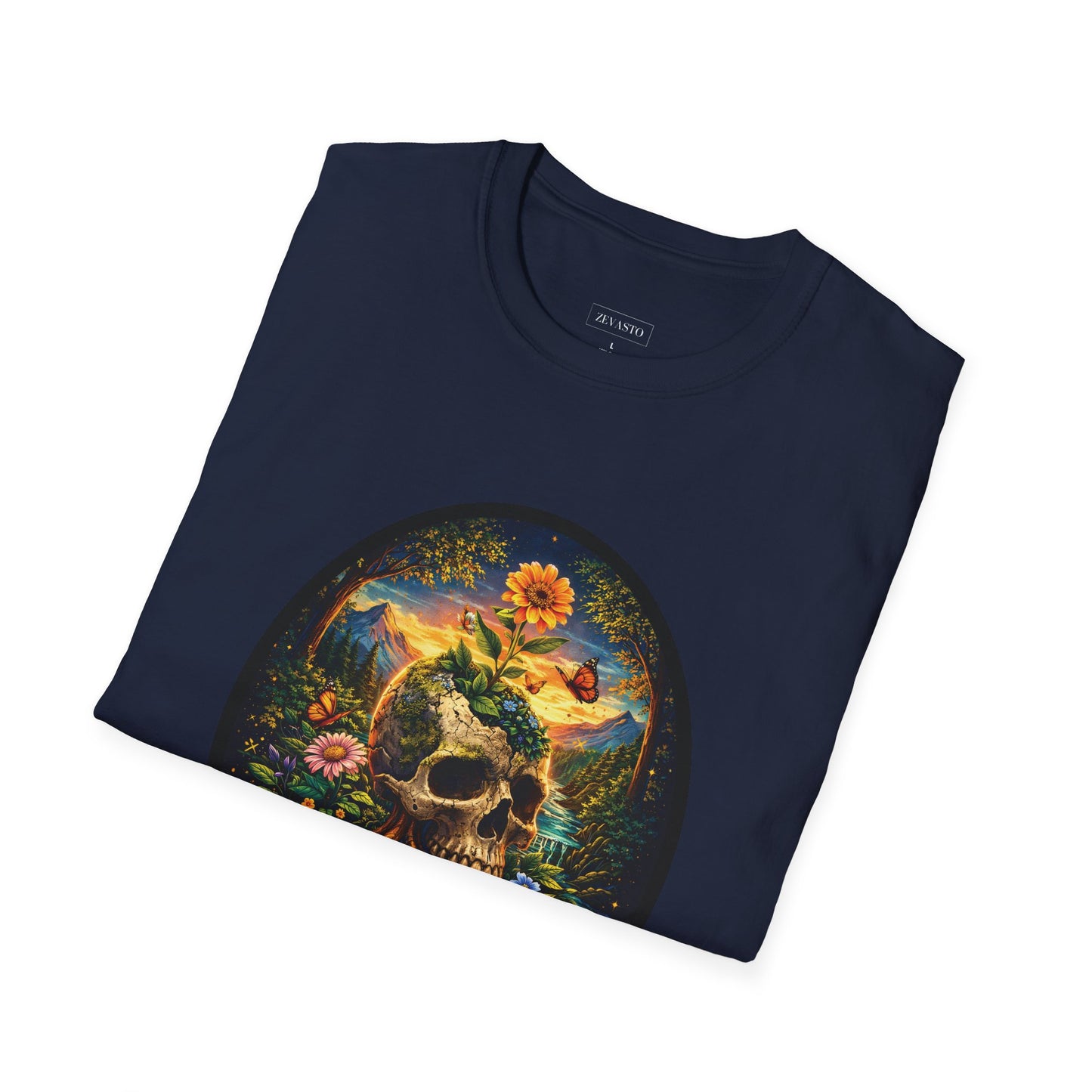 Growing Through It T-Shirt – Earth Day Nature Skull Graphic Tee | Mental Growth & Healing Shirt | Botanical Aesthetic Unisex Tee