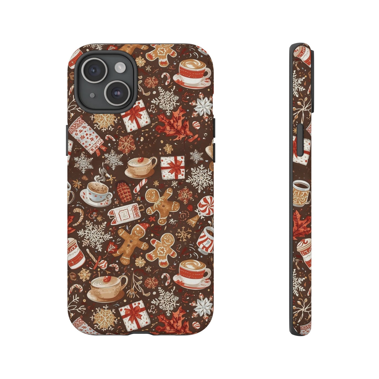 Christmas Phone Case, Festive Holiday Phone Case with Gingerbread and Cocoa Design for Iphone 17, 16, 15, 14, 13, 12, 11 & Samsung