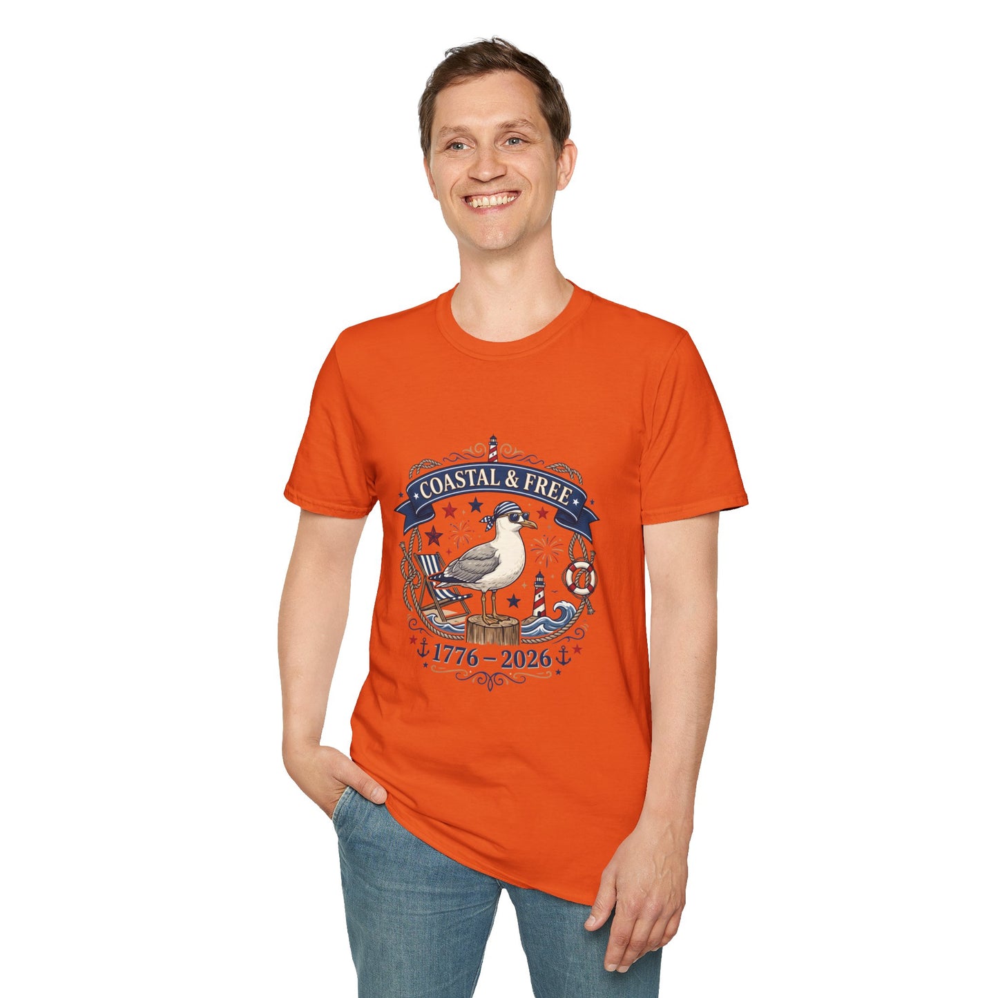 Coastal & Free Seagull T-Shirt — Patriotic 4th of July Tee
