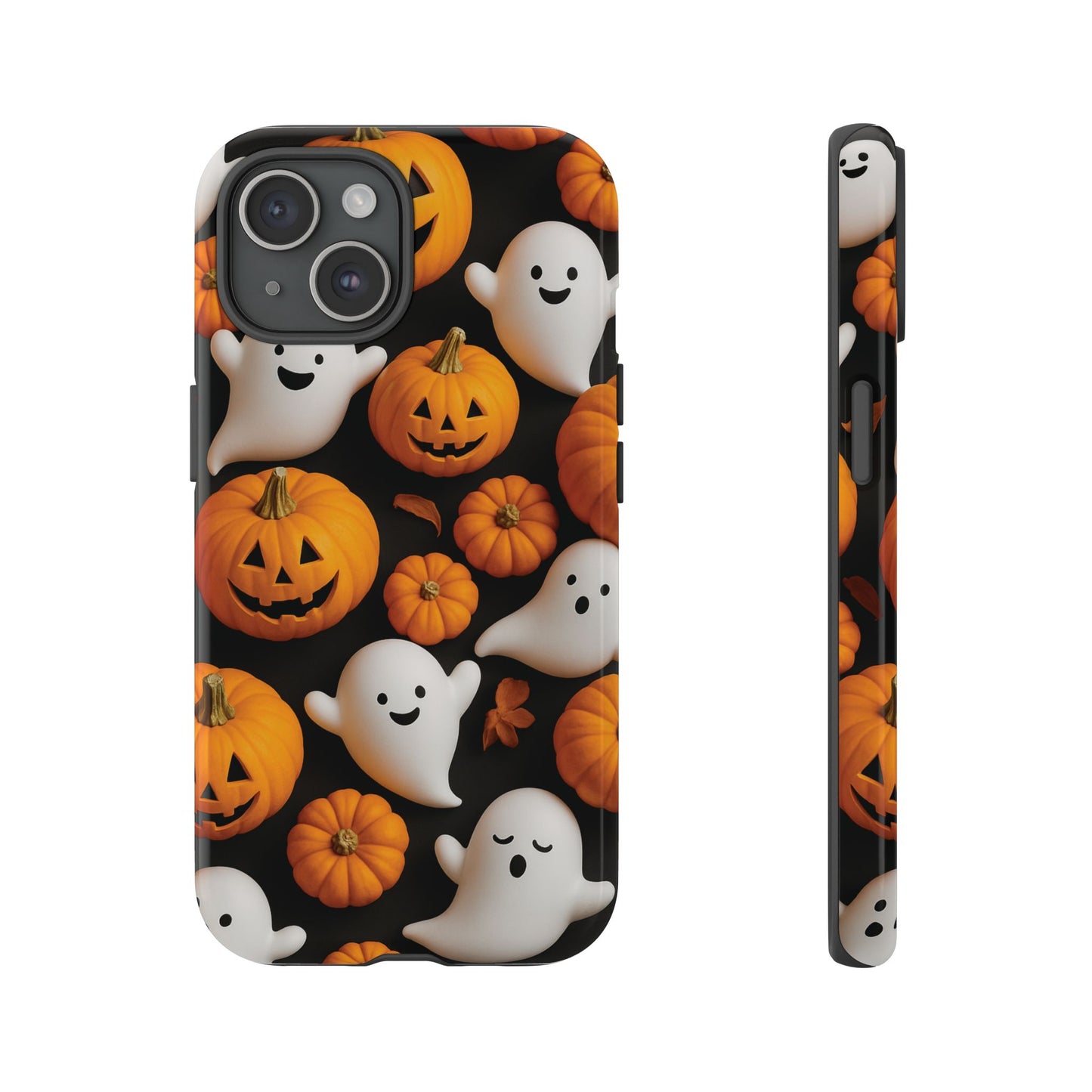 Halloween Phone Case, Spooky Ghosts and Pumpkins Design
