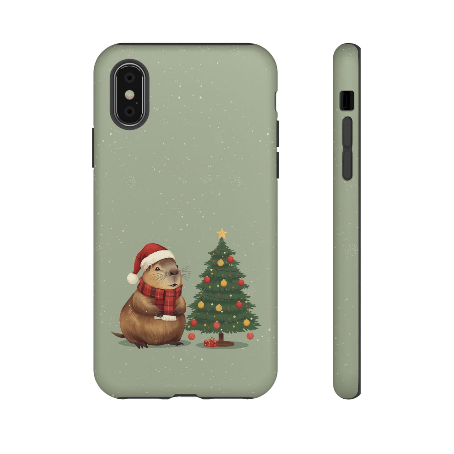 Christmas Phone Case with Capybara Design, Dual Layer Protective Case for Iphone 17, 16, 15, 14, 13 & Samsung