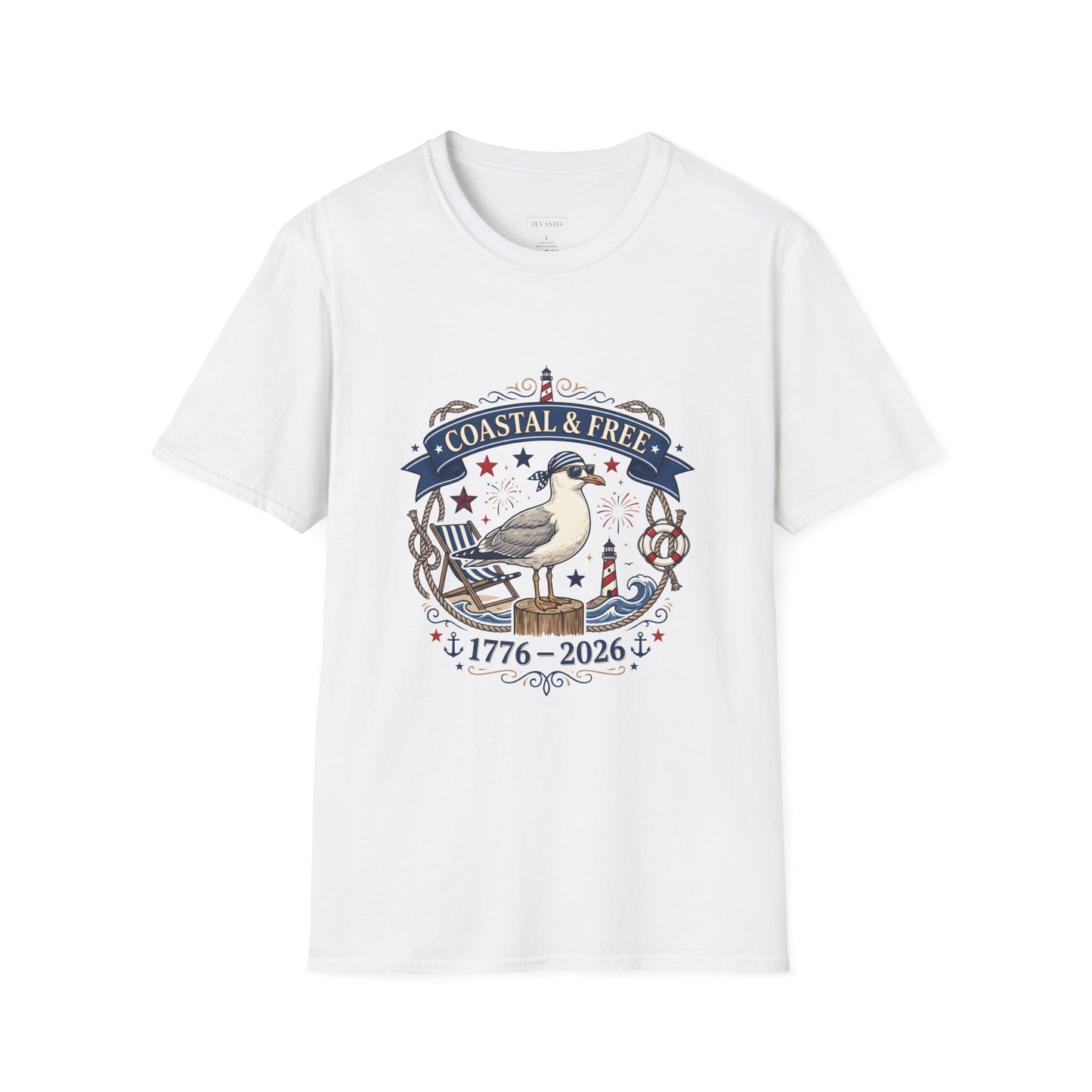 Coastal & Free Seagull T-Shirt — Patriotic 4th of July Tee