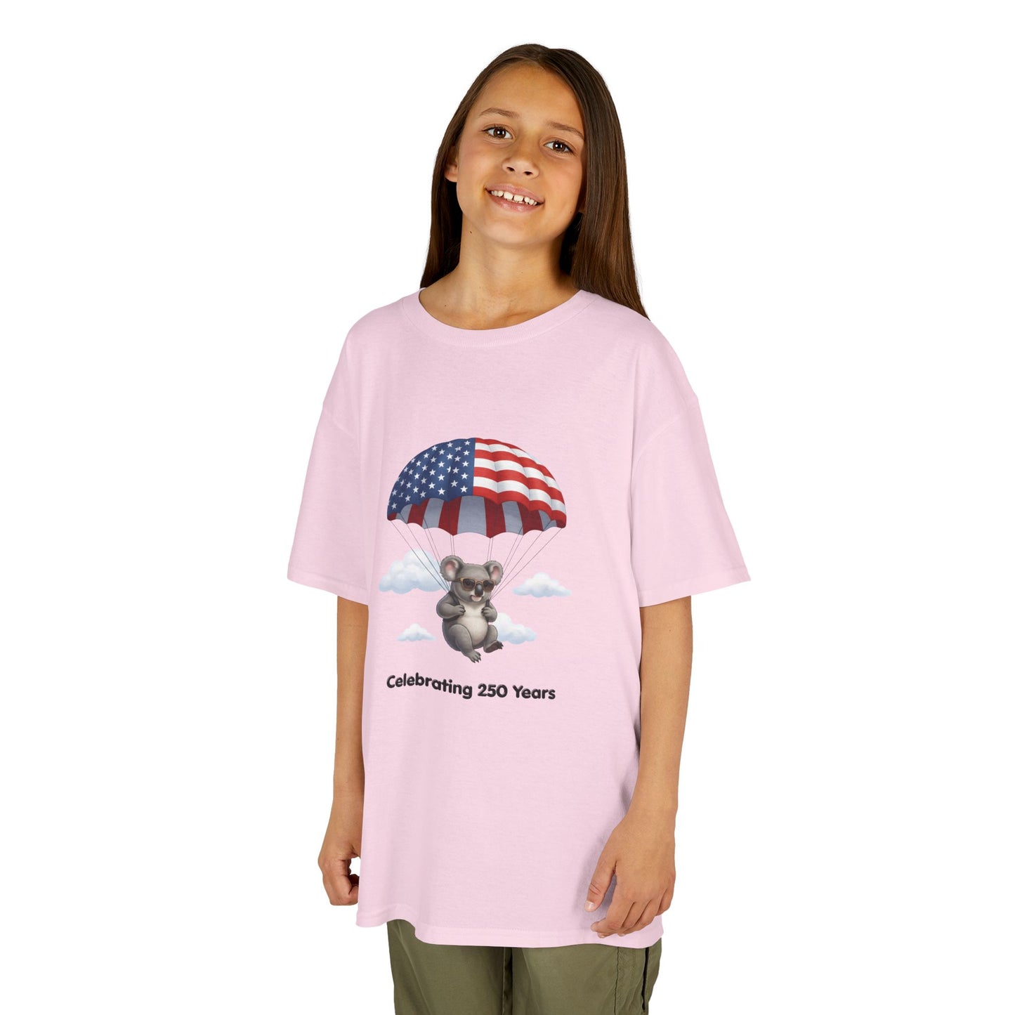 Kids Tee — Patriotic Koala Design, "Celebrating 250 Years"
