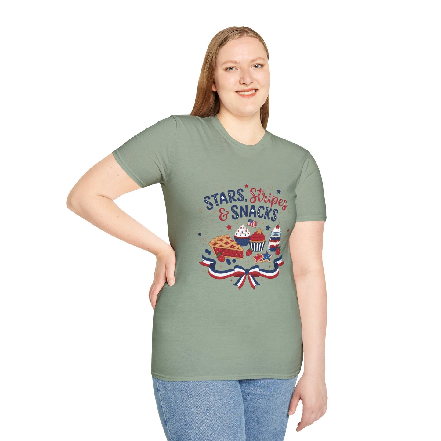 Stars, Stripes & Snacks T-Shirt — 4th of July Patriotic Dessert Tee