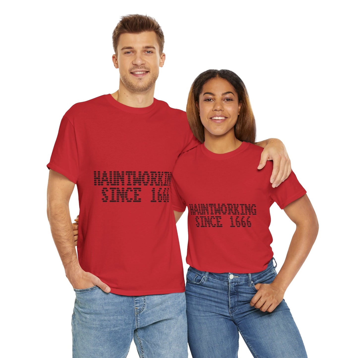 Hauntworking Since 1666-Cotton Tee, Halloween-Themed Tshirt