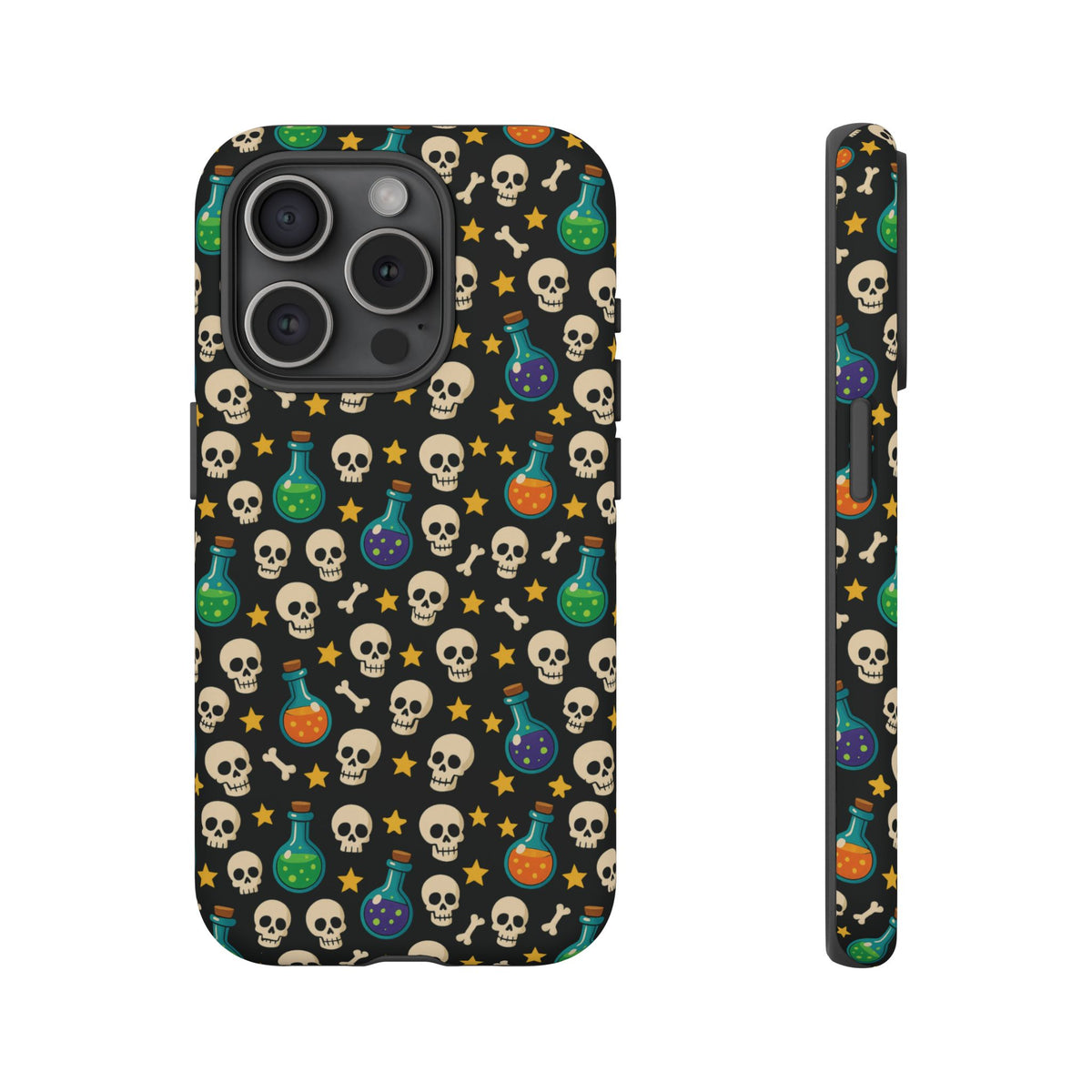 Skull & Potion Phone Case, Trendy Cell Phone Cover, Halloween Gift, Gothic Phone Accessory, Spooky Style Case, Tough Cases