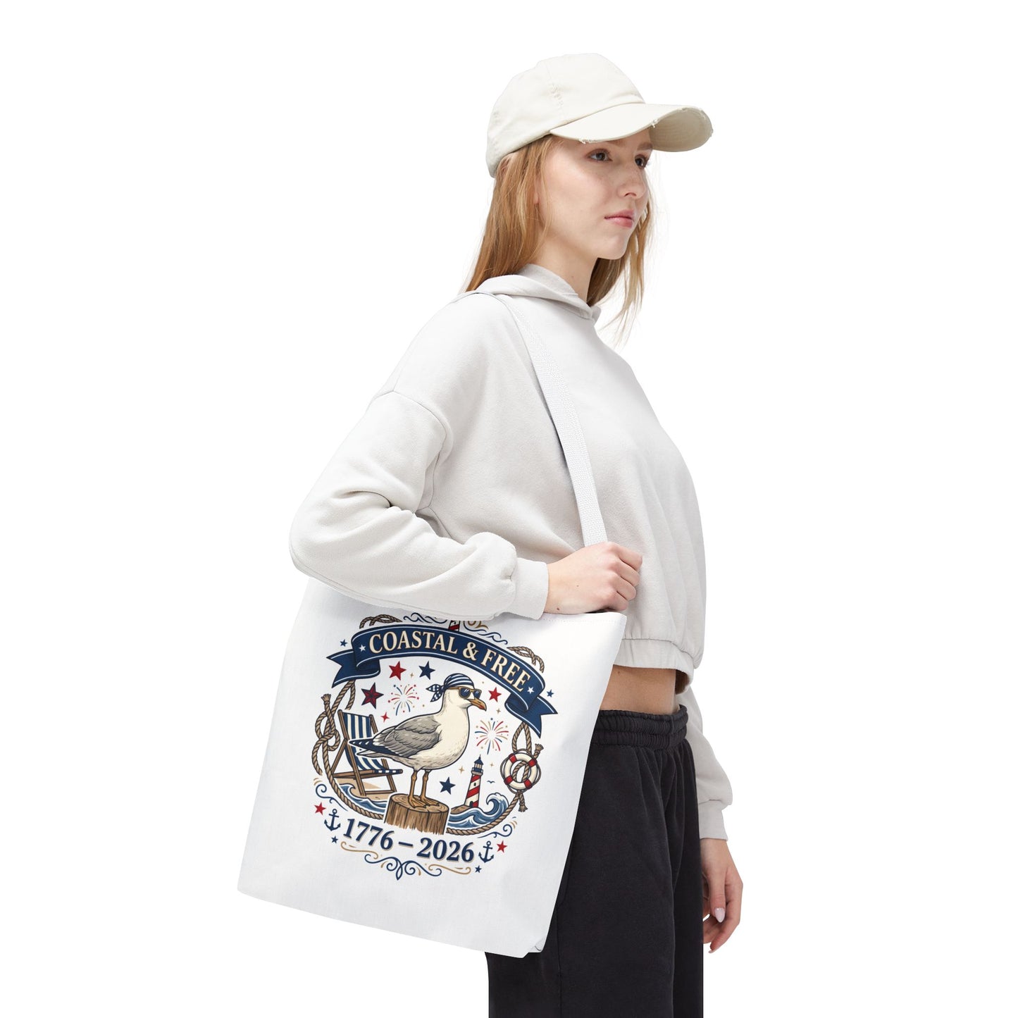 Coastal & Free Seagull Tote Bag — Patriotic 4th of July Beach Tote