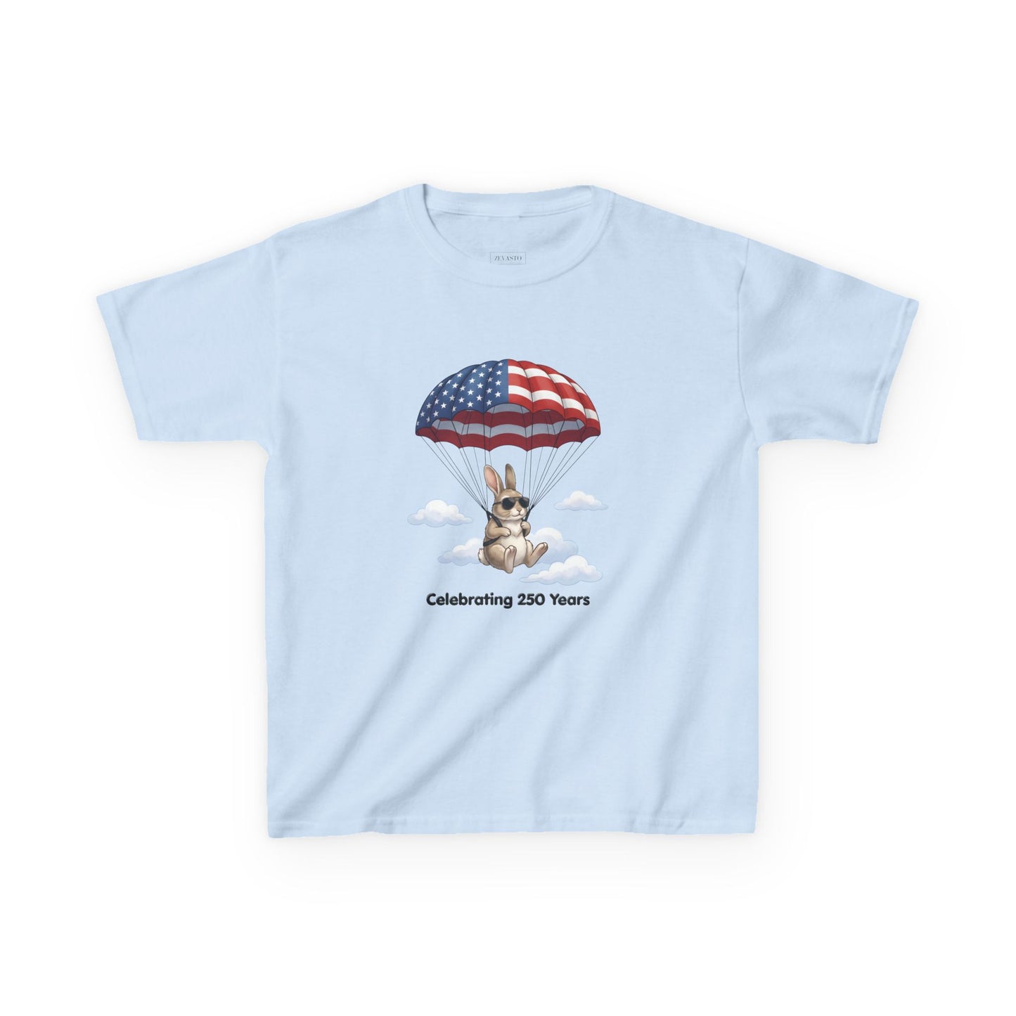 Kids Tee — Bunny with Parachute “Celebrating 250 Years”