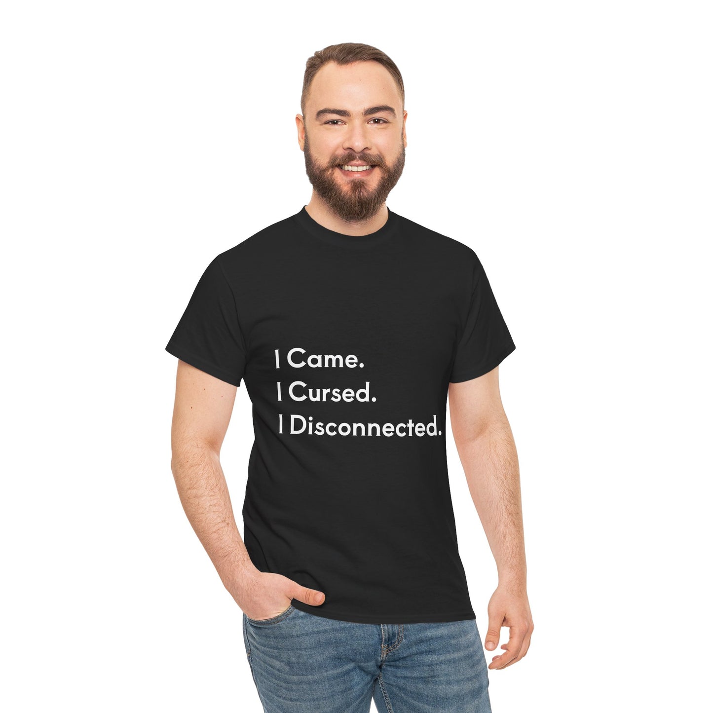 I Came I Cursed I Disconnected Unisex Heavy Cotton Tee, Funny Halloween T-Shirt
