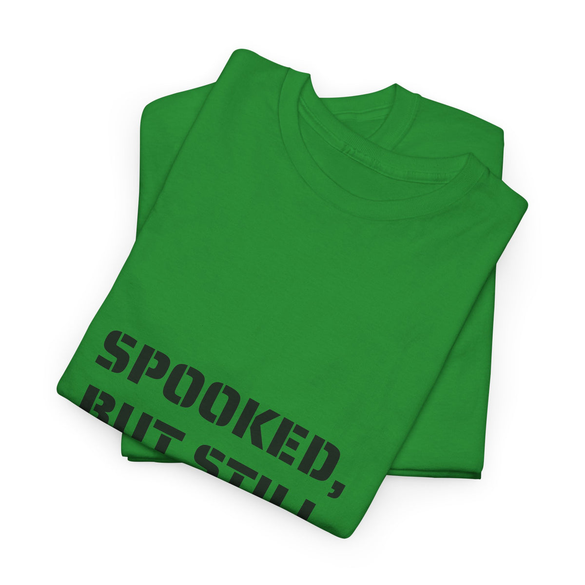 Spooked, But Still Showing Up Unisex Heavy Cotton Tee | Halloween, Funny T-Shirt