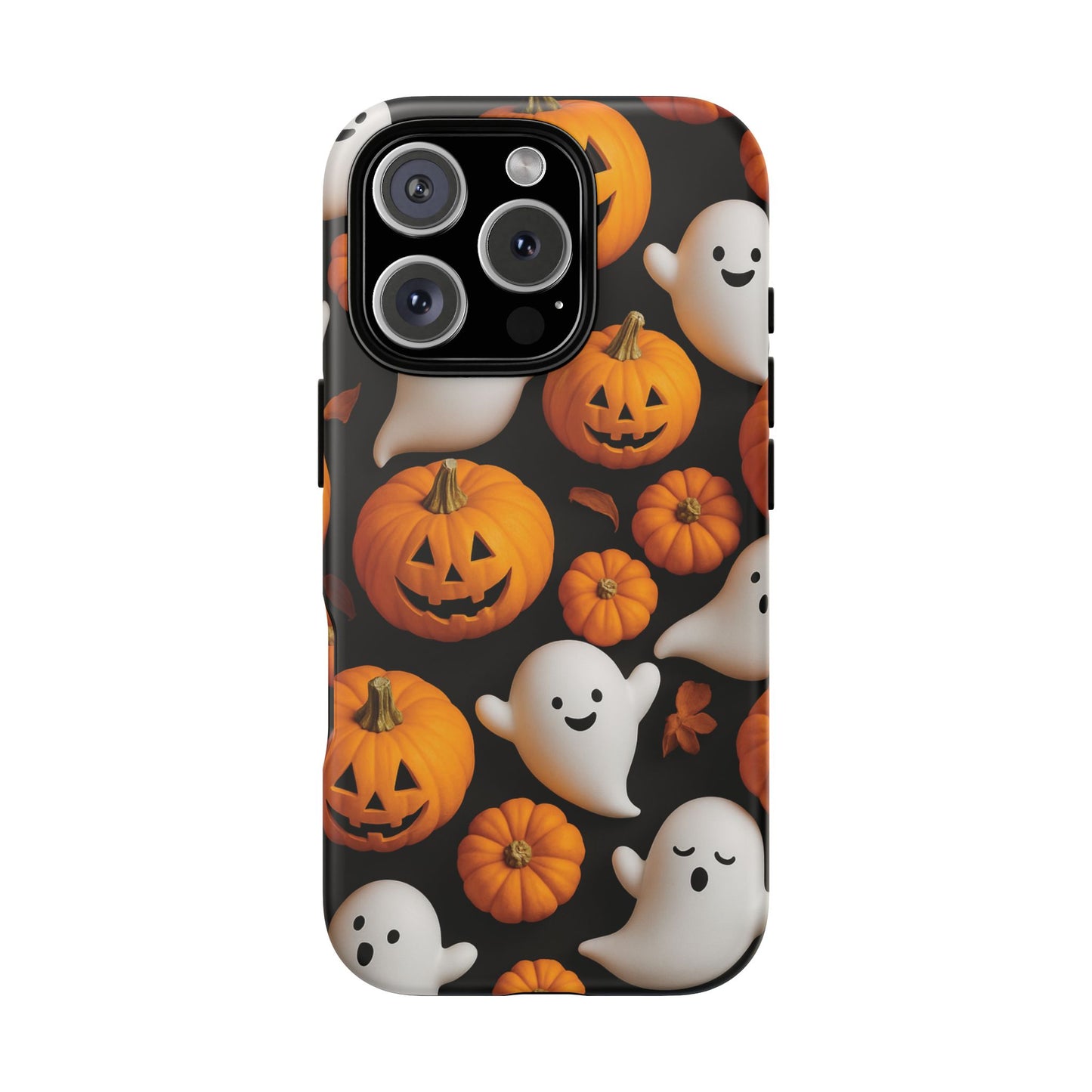 Halloween Phone Case, Spooky Ghosts and Pumpkins Design
