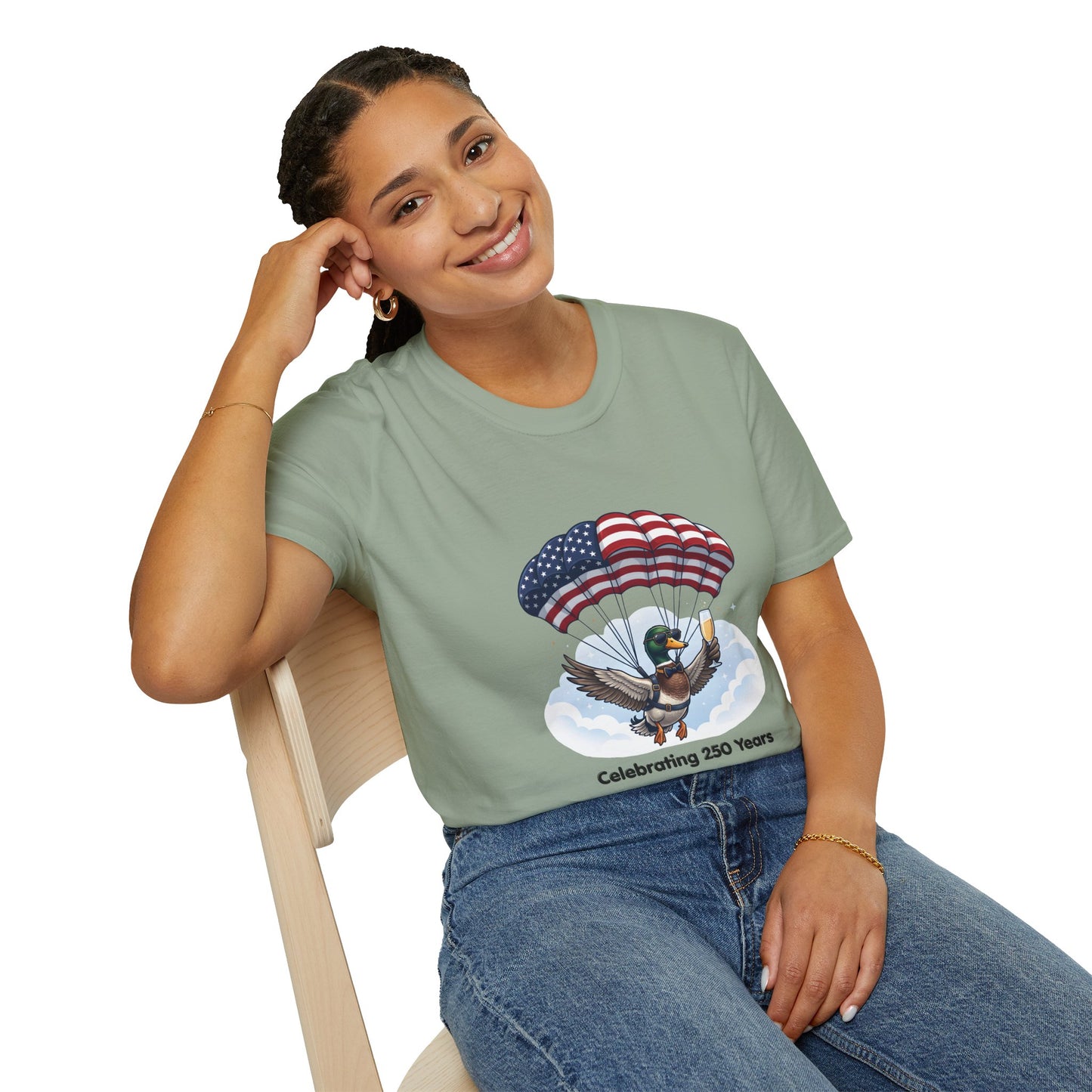 Duck Parachute T-Shirt – Celebrating 250 Years Patriotic Graphic Tee