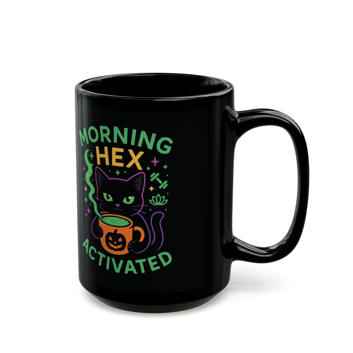 Cat-Themed Mug - Morning Hex Activated, Halloween Decor