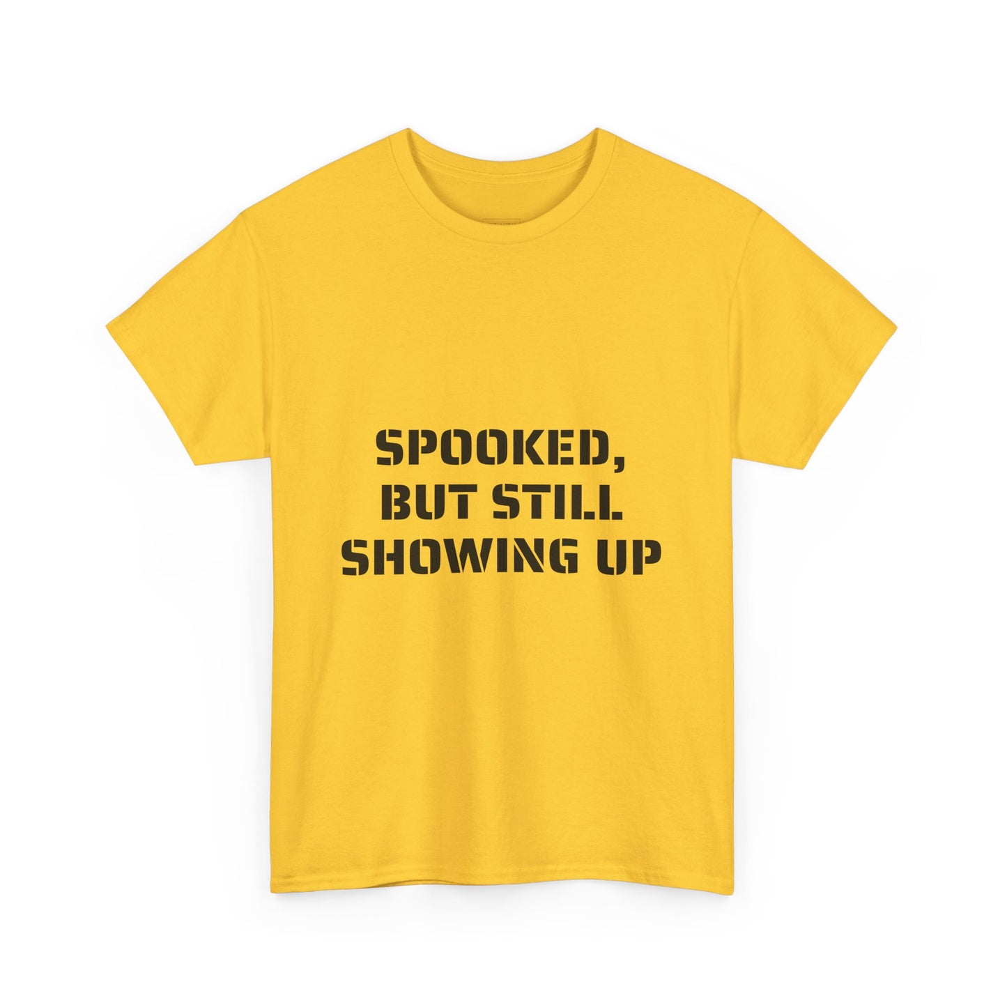 Spooked, But Still Showing Up Unisex Heavy Cotton Tee | Halloween, Funny T-Shirt