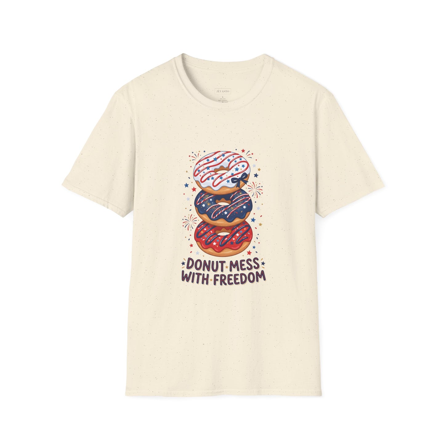 Donut Mess With Freedom T-Shirt — Patriotic Donut Stack 4th of July Tee