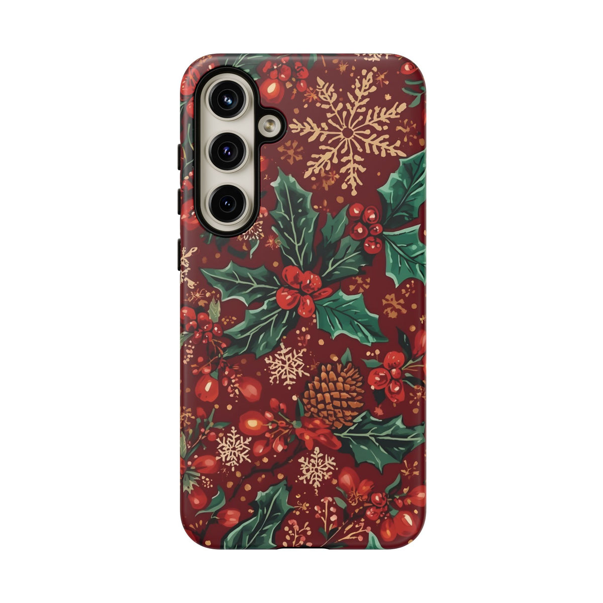 Christmas Floral Phone Case, Dual Layer Case for Iphone & Samsung